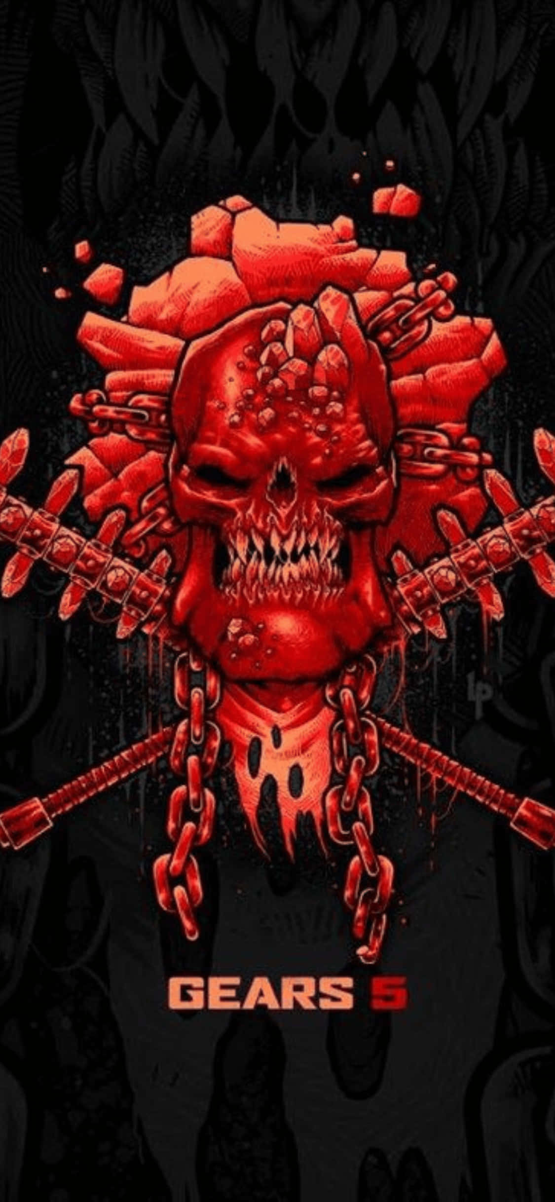 isang pulang bungo na may krus at espada Wallpaper