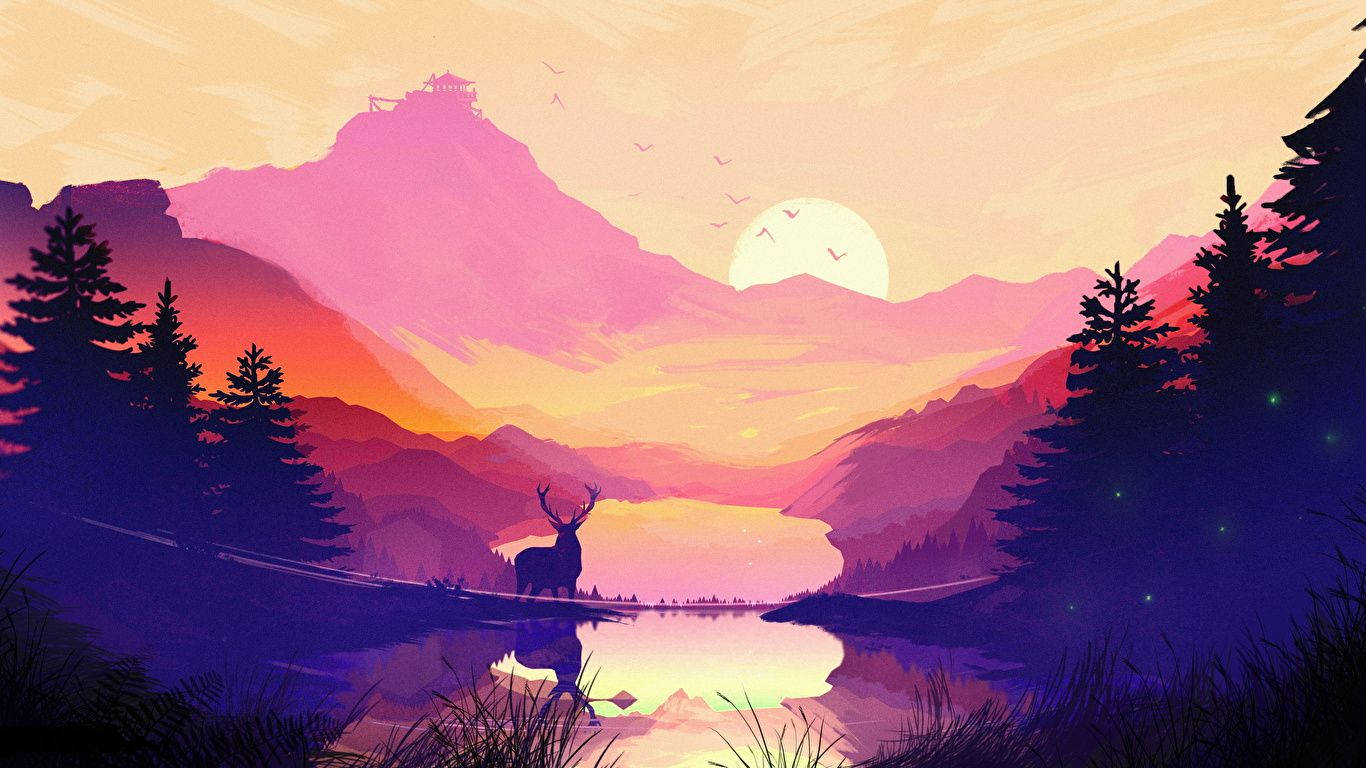 Isang payapa at mahimahang na tanawin ng isang USA sa ilang Wallpaper