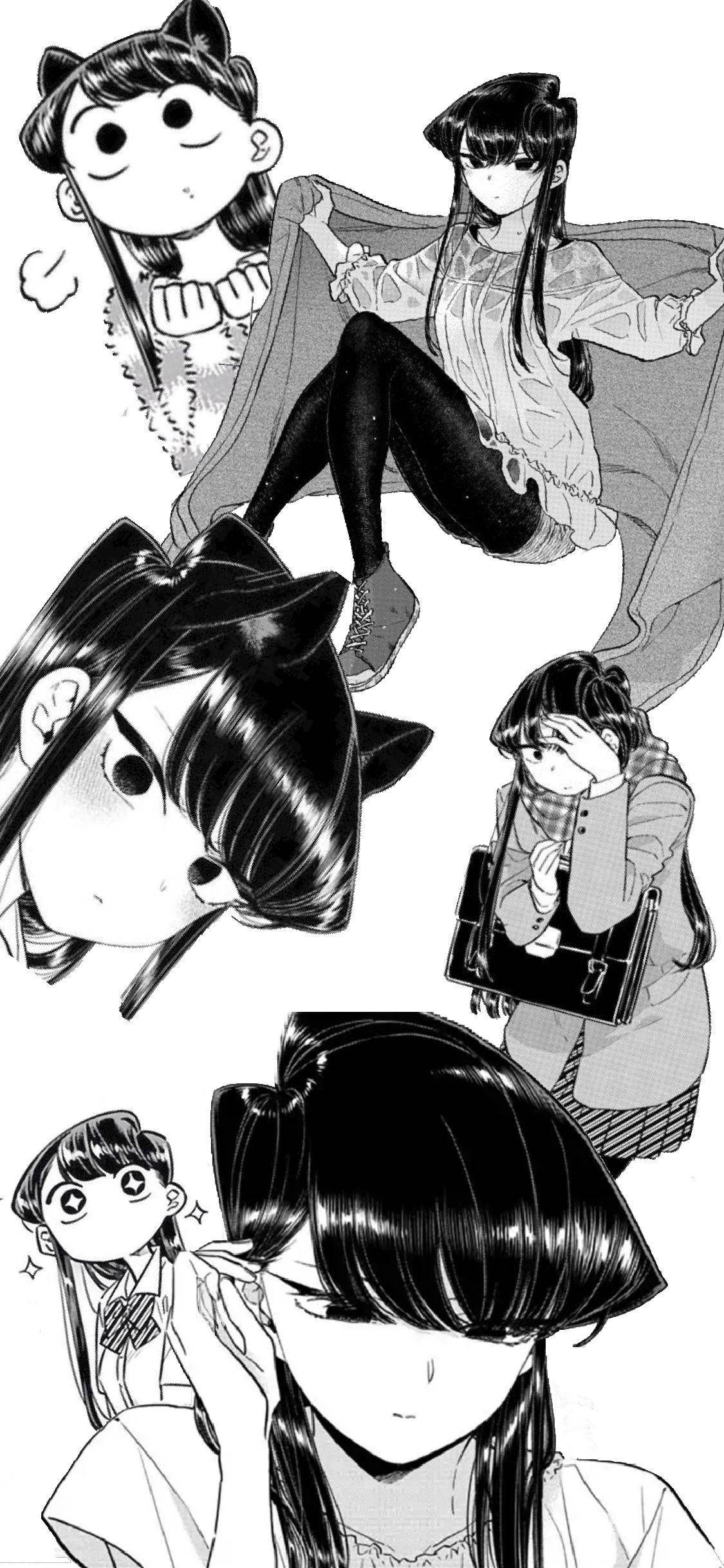 a series of drawings of a girl with black hair Wallpaper