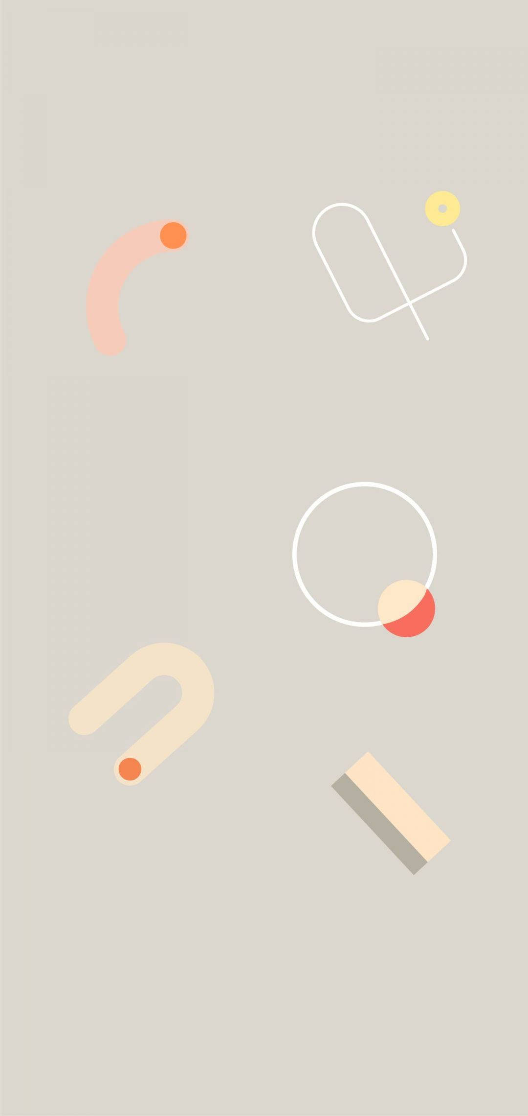 isang set ng mga geometric shapes at lines sa beige background Wallpaper