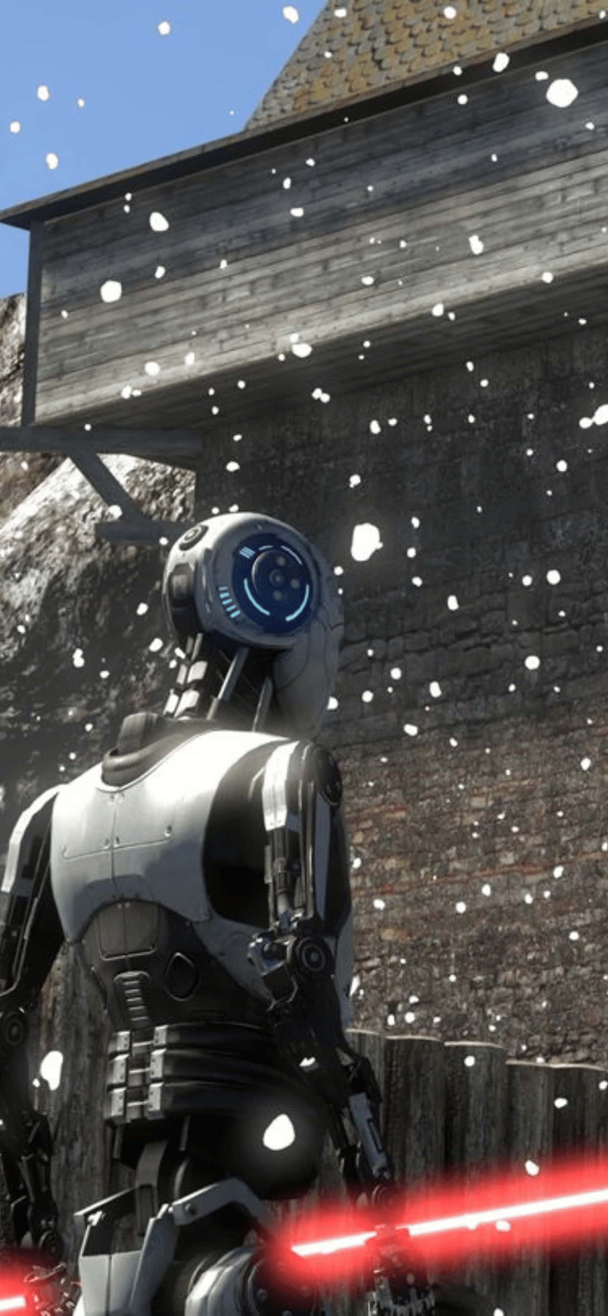 isang robot ng star wars ay natatayo sa niyebe Wallpaper