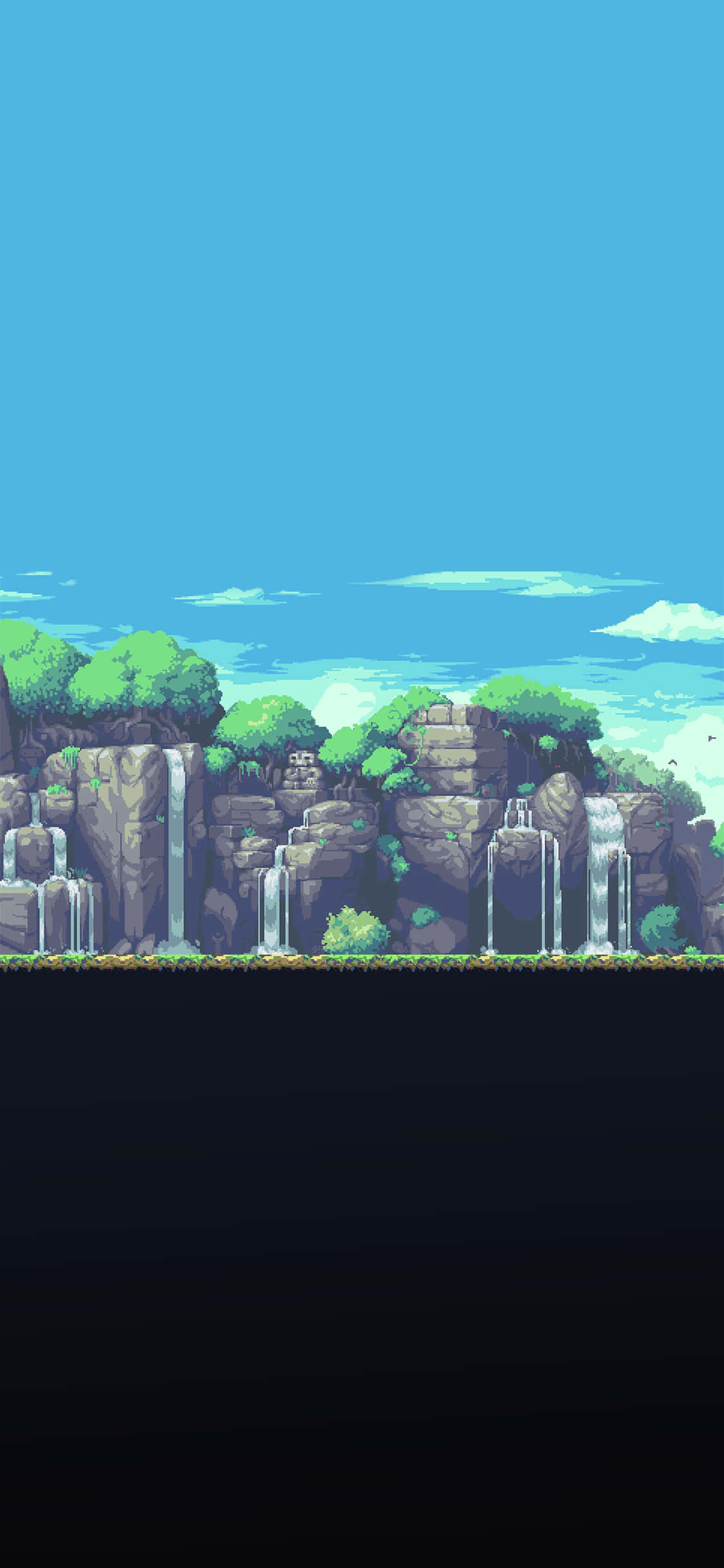 Isang Kakaibang Kulay na Pixel Landscape Wallpaper