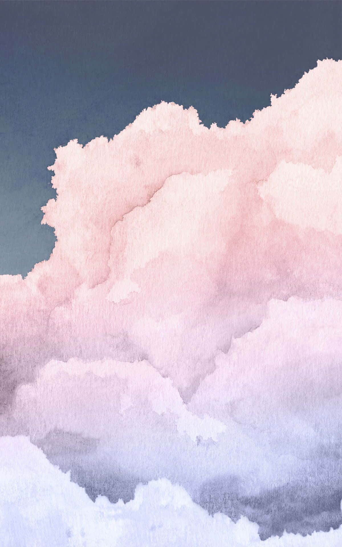 isang watercolor painting ng mga ulap sa pink at blue Wallpaper