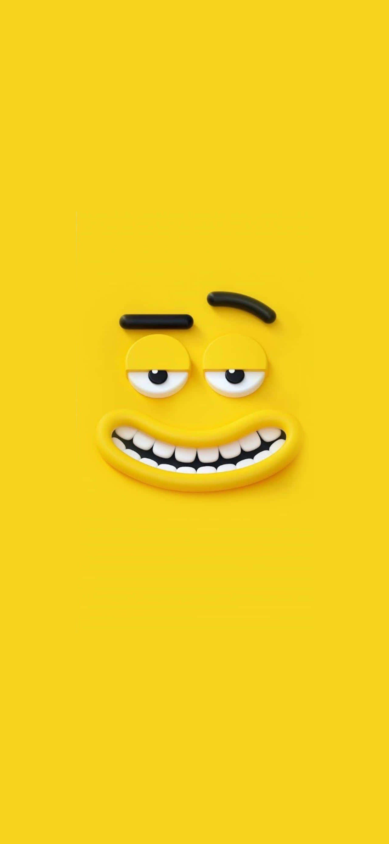 isang dilaw na mukha na may smiley face dito Wallpaper