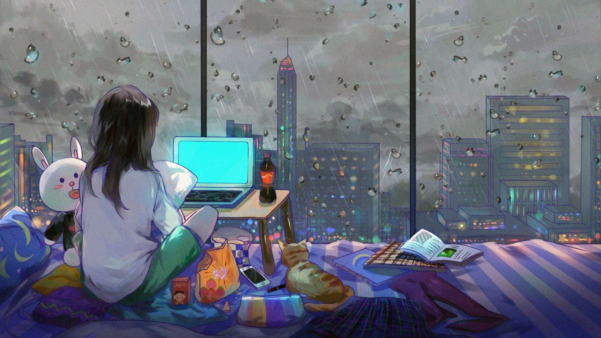 Abalang Anime na Kwarto Wallpaper