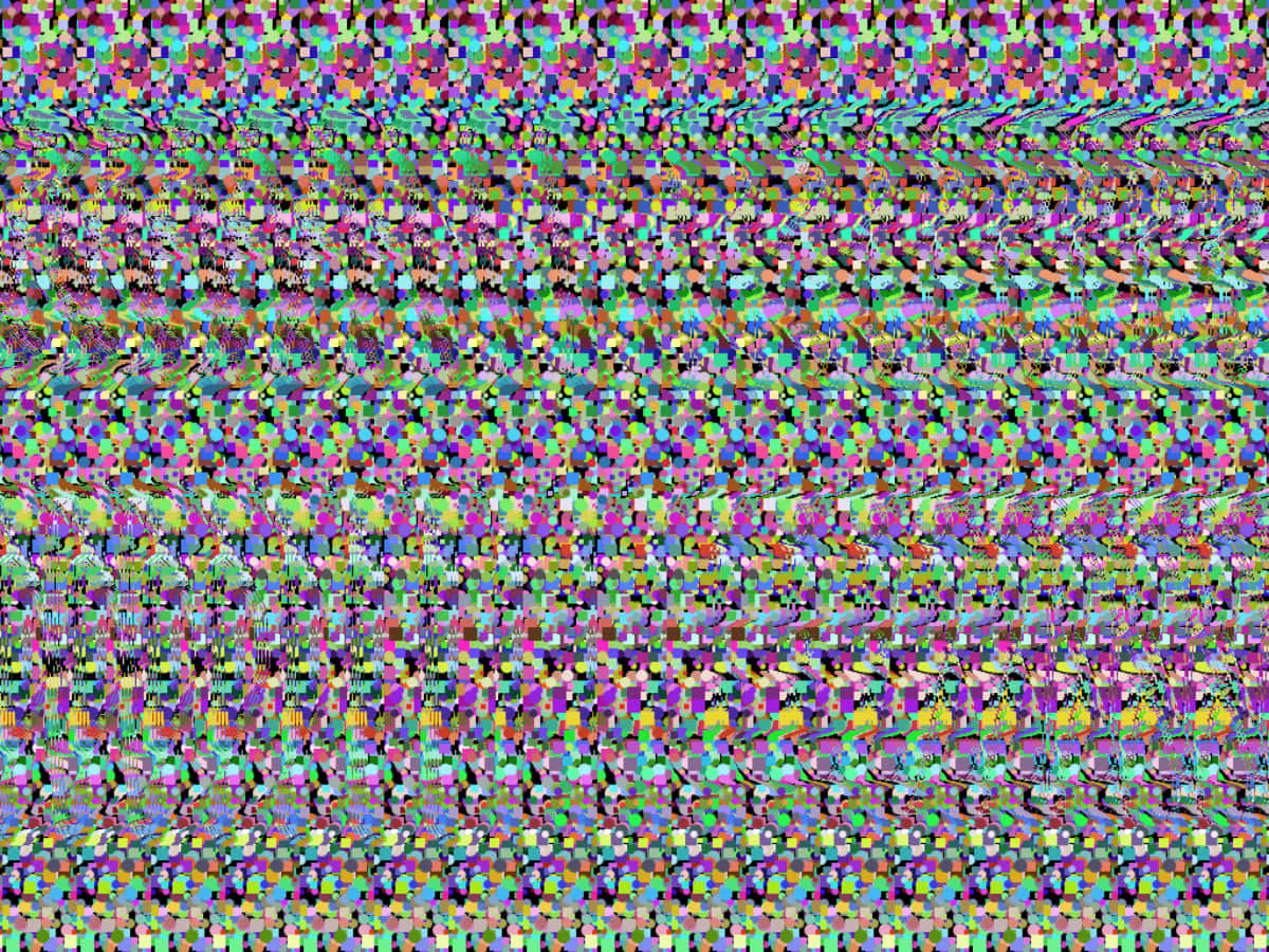 Abstract Glitch Magic Eye 3D Stereogram Larawan ng isang makulay na TV screen na may pattern na bahaghari Wallpaper