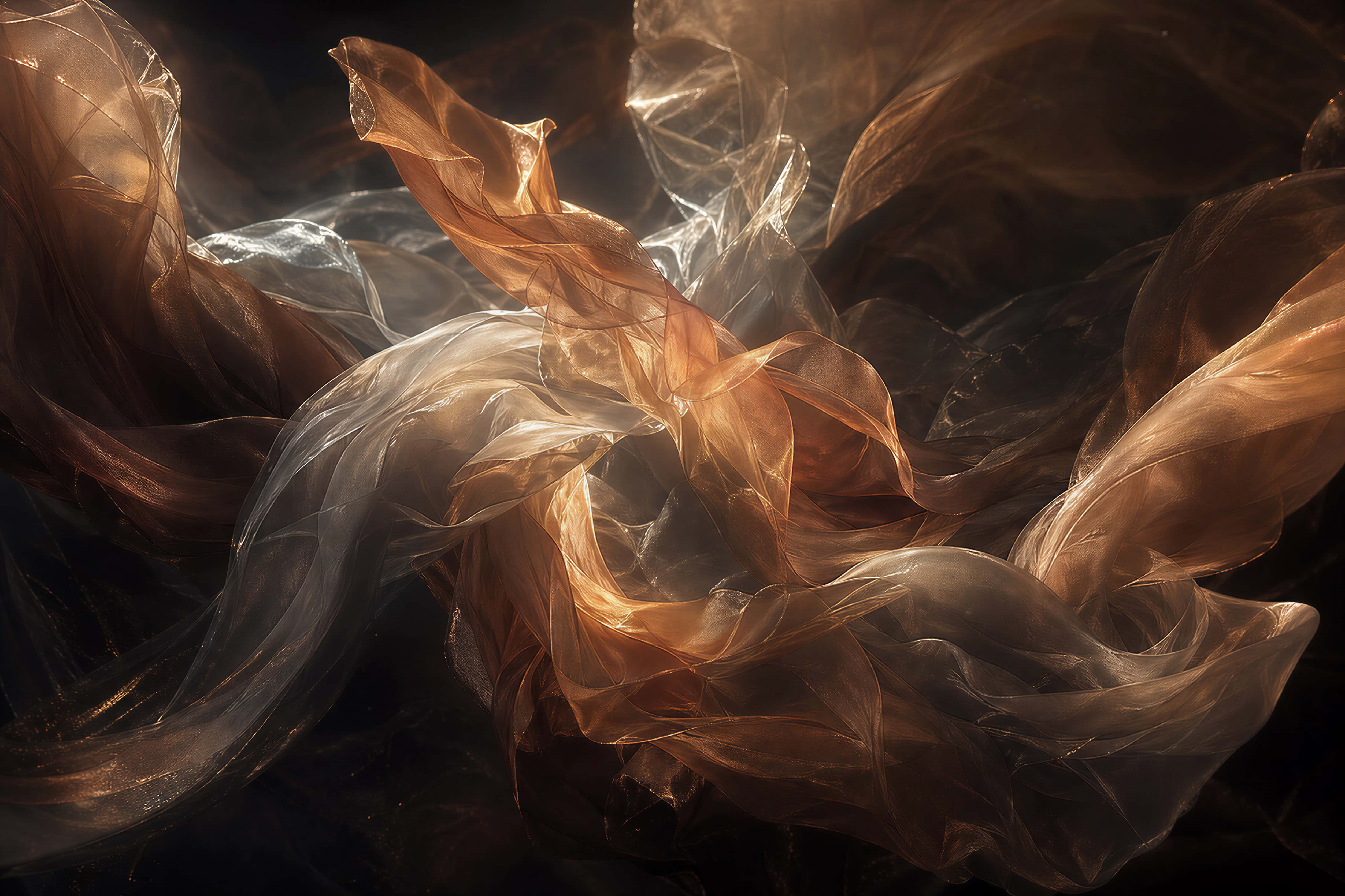 Abstract na Background ng Makinang na Gintong Alon ng Sutla Wallpaper