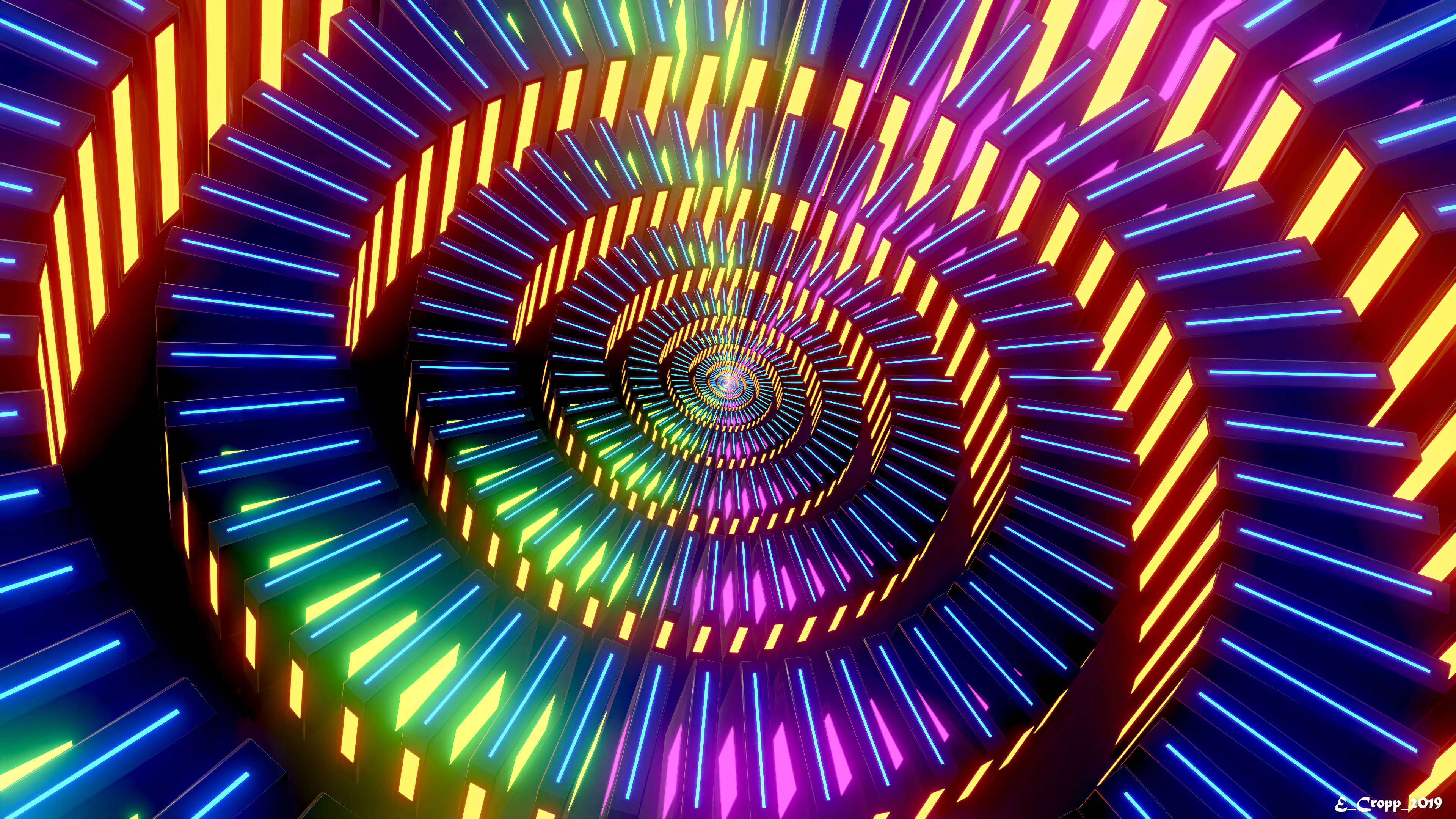 Abstract na Kumikinang na Spiral Art Wallpaper