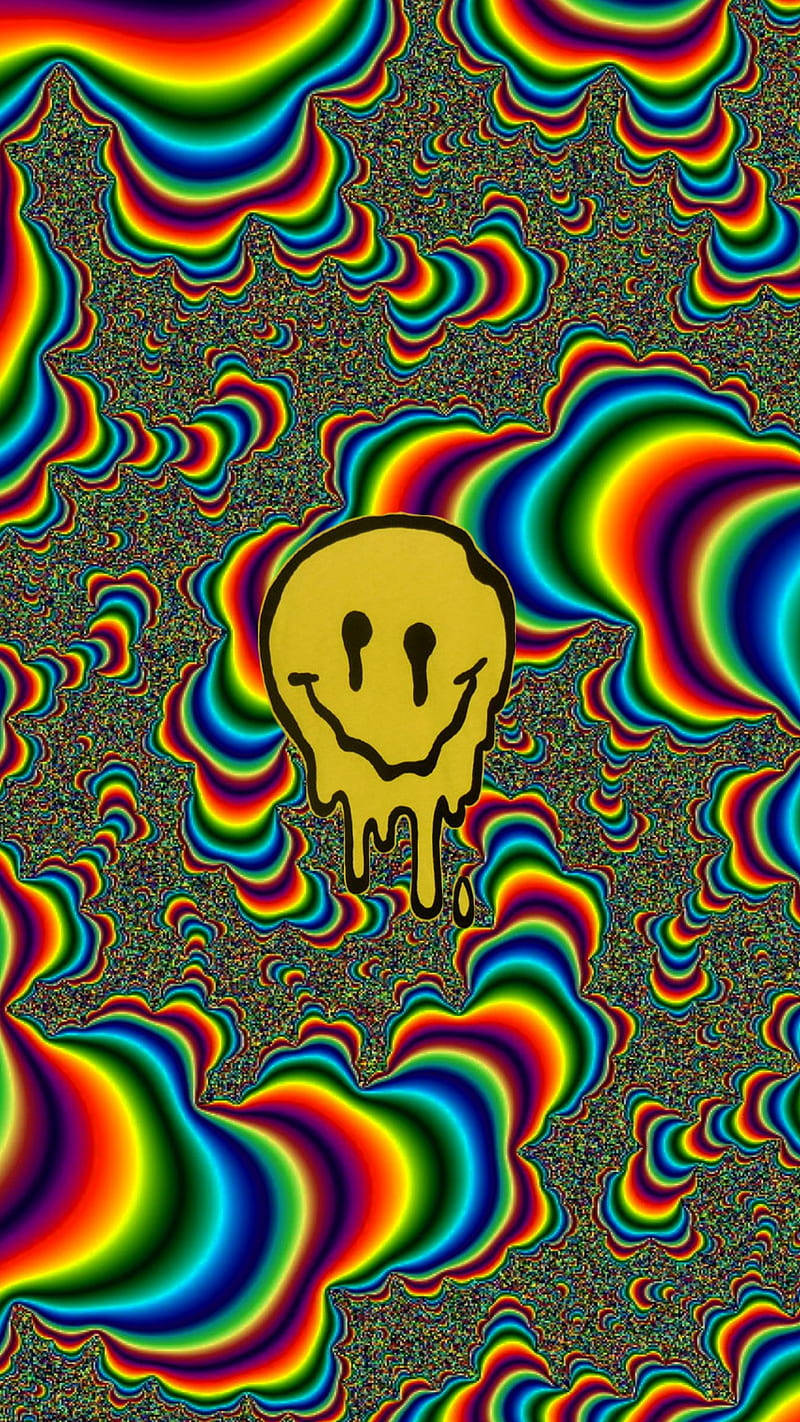 Abstract na Natutunaw na Smiley na Trippy Aesthetic Wallpaper