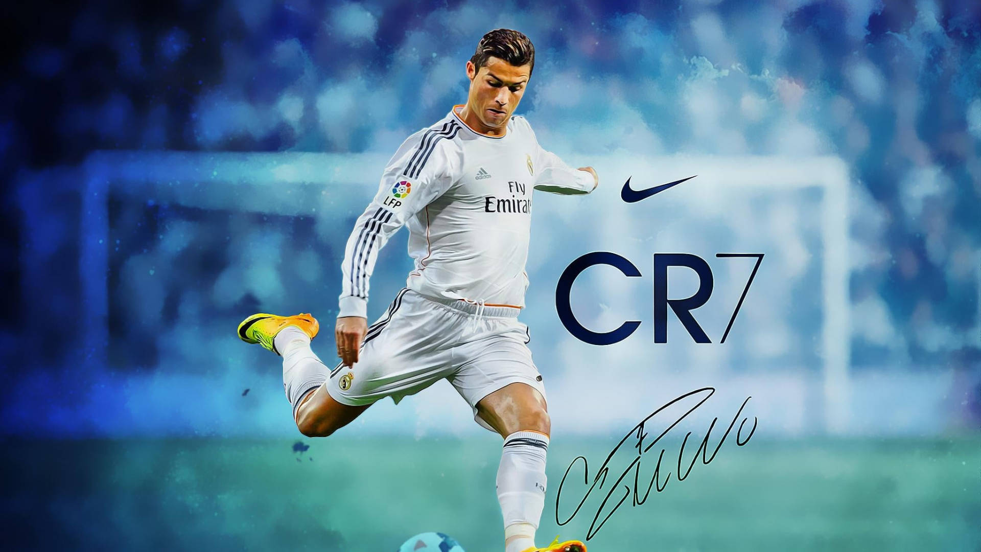 Abstractong Asul na Background ng CR7 HD Wallpaper