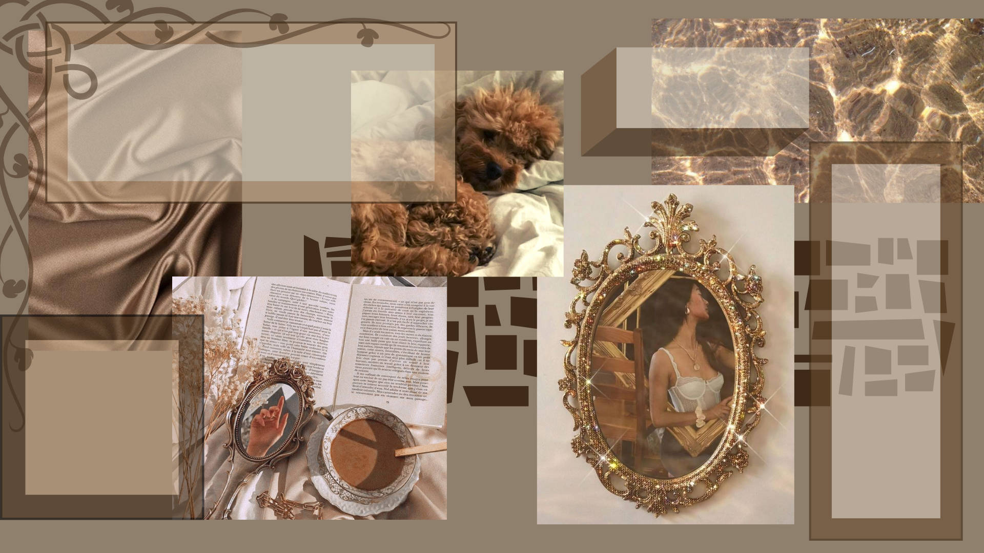 Aestetik na Brown na Vintage Mirror Wallpaper