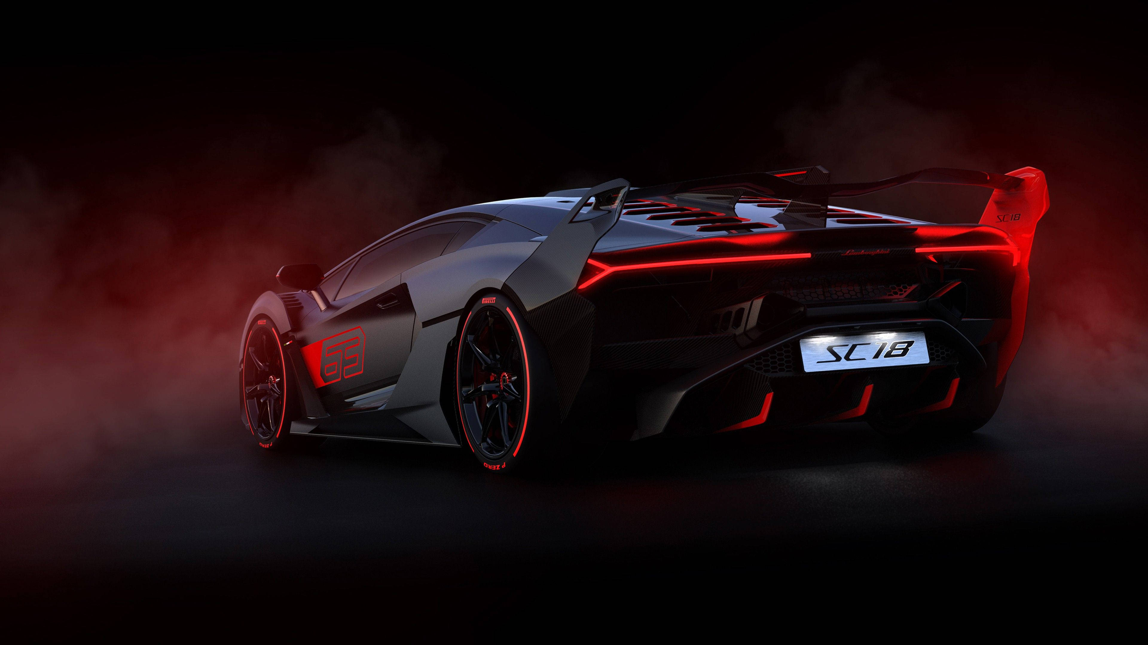 Aesthetic 4K na Kotse na Pulang Lamborghini Aventador Wallpaper