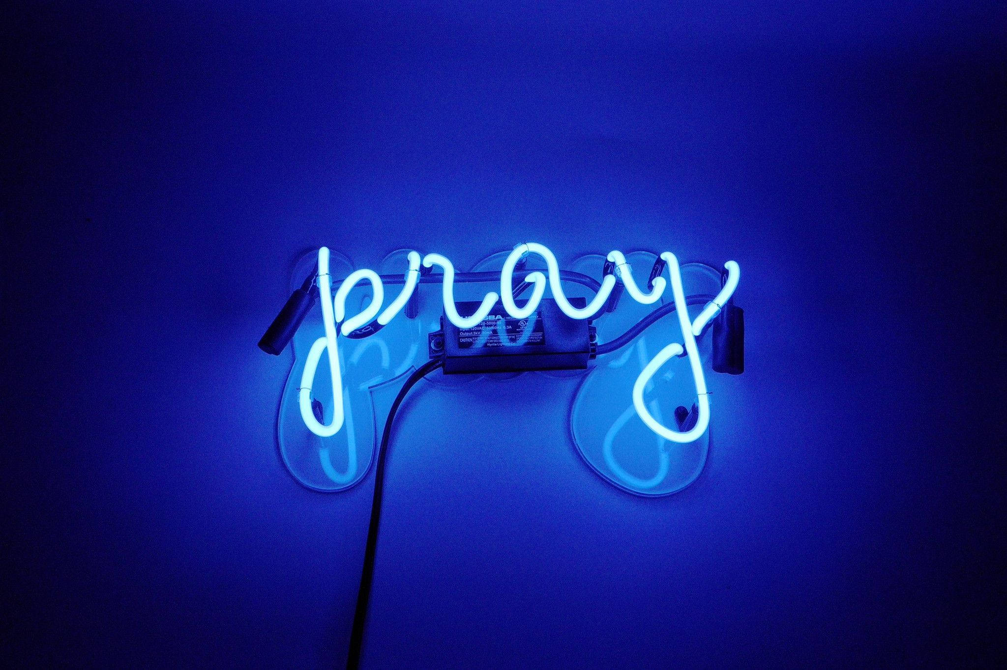 Aesthetic Christian Text na May Neon Lights Wallpaper