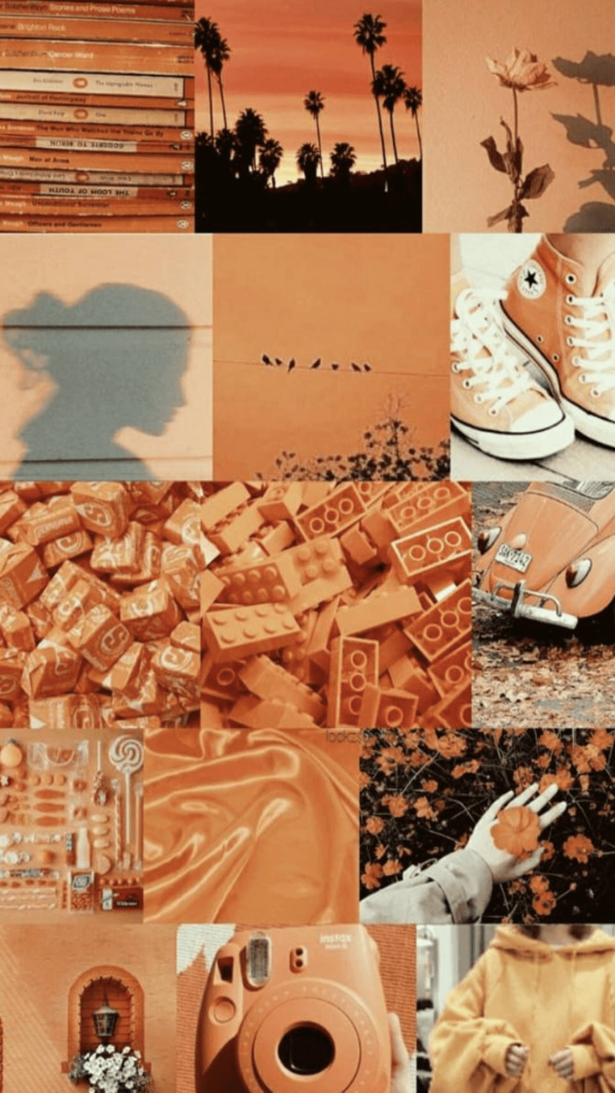 Aesthetic Collage na Pastel Orange Wallpaper