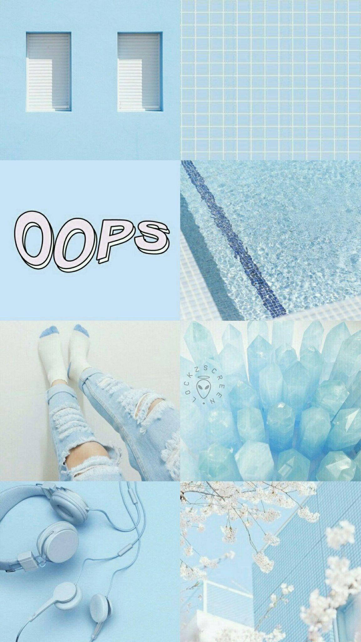 Aesthetic Collage ng Asul na Babae Wallpaper