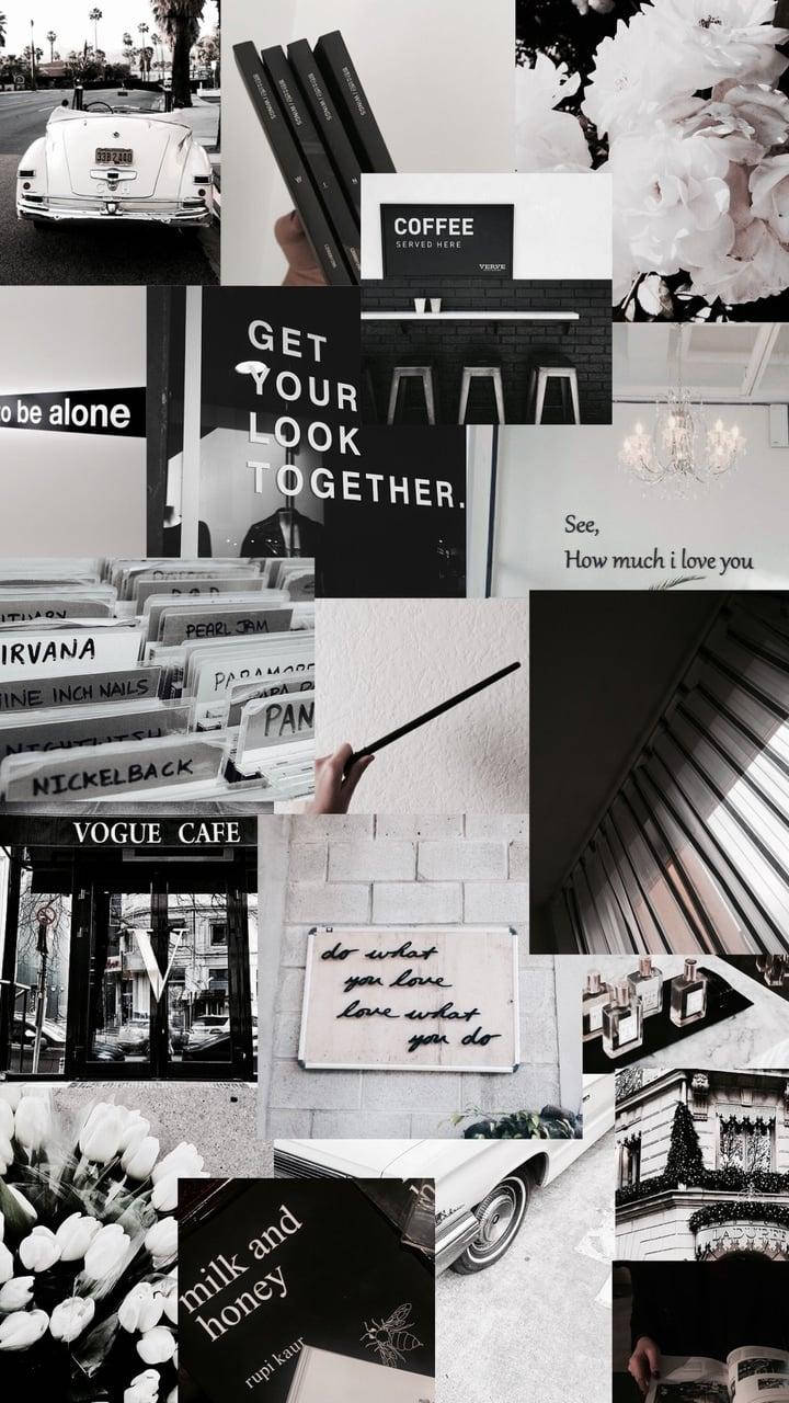 Aesthetic Collage ng mga Coffee Shop Wallpaper