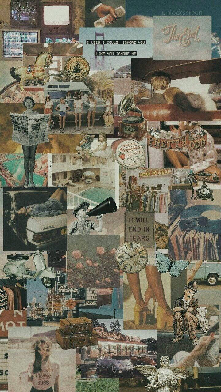 Aesthetic Collage ng mga Lumang Bagay Wallpaper