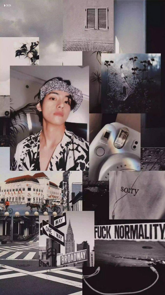 Aesthetic Gray ng BTS Member V Wallpaper