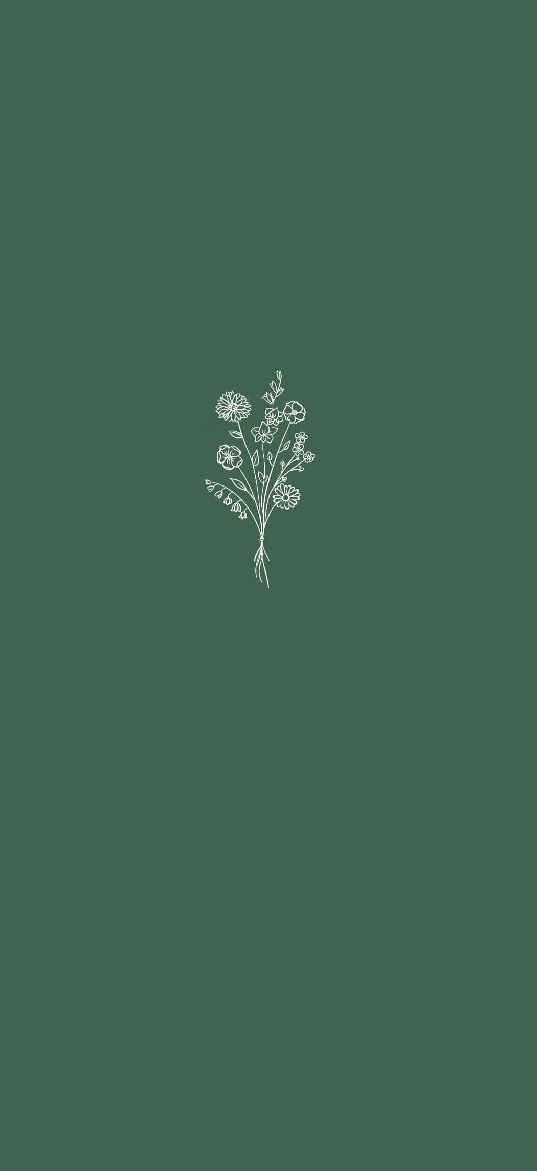 Aesthetic Green Minimal Bouquet Ng Mga Bulaklak Wallpaper