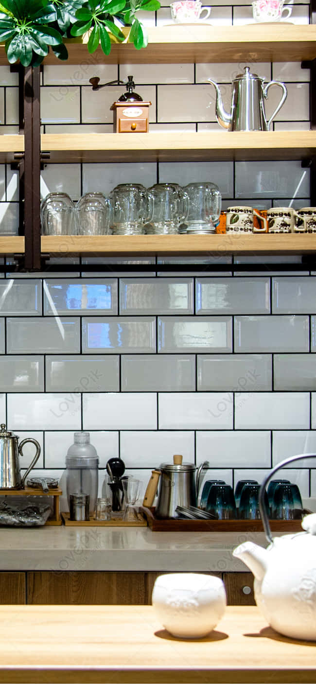 Aesthetic Home Kitchen Wares Android Background ng Kusina Wallpaper