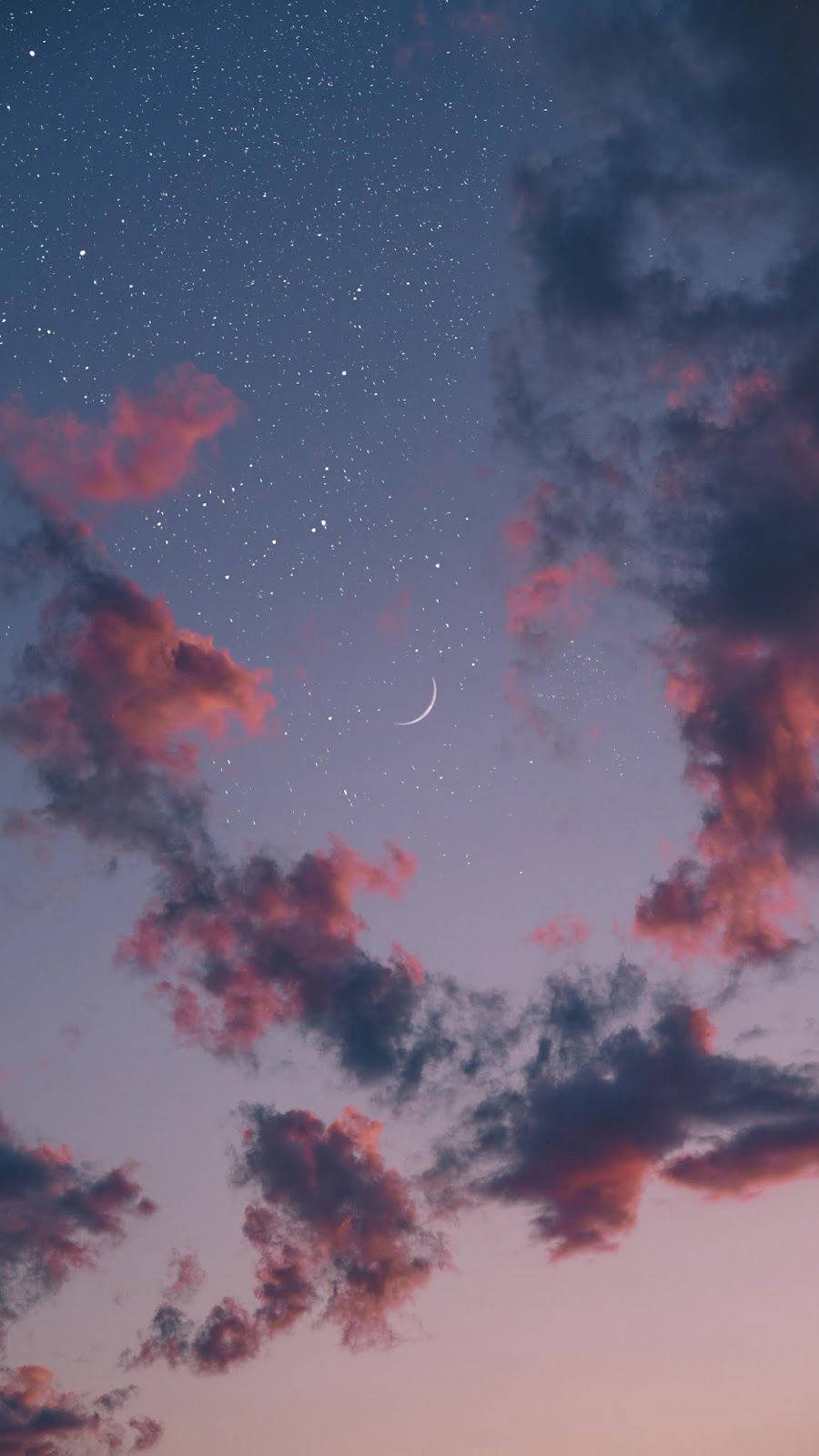 Aesthetic Moon at Sky para sa iPhone Wallpaper