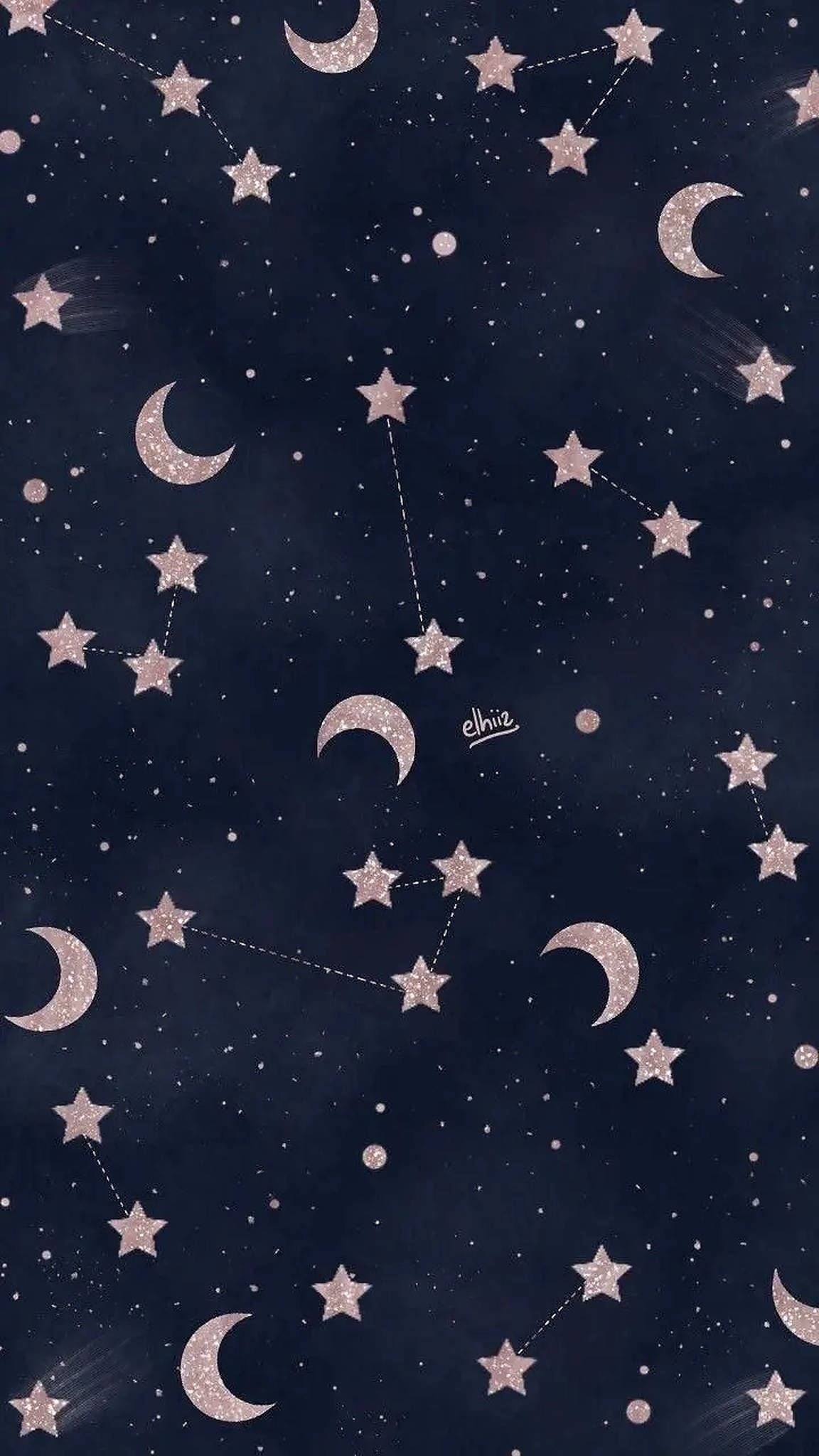 Aesthetic Moon at Star para sa iPhone Wallpaper