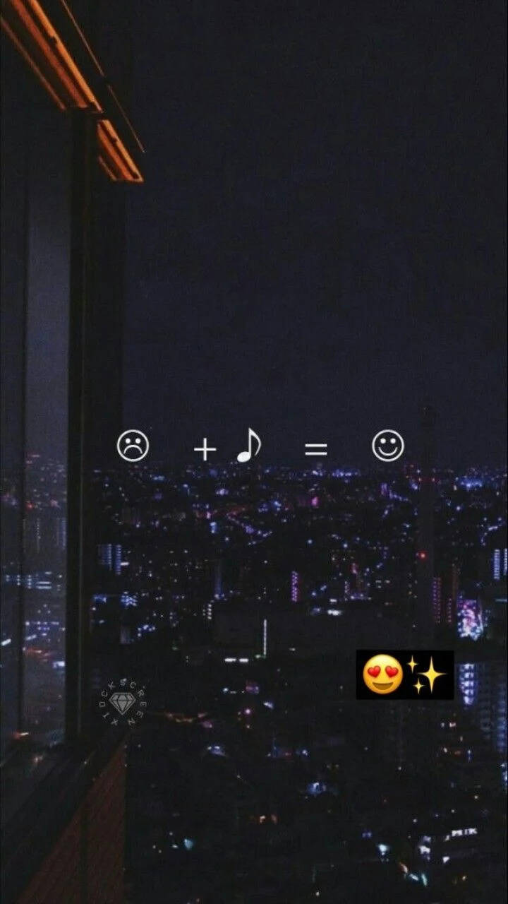 Aesthetic Music Emojis Sa Tanawin Ng Lungsod Wallpaper