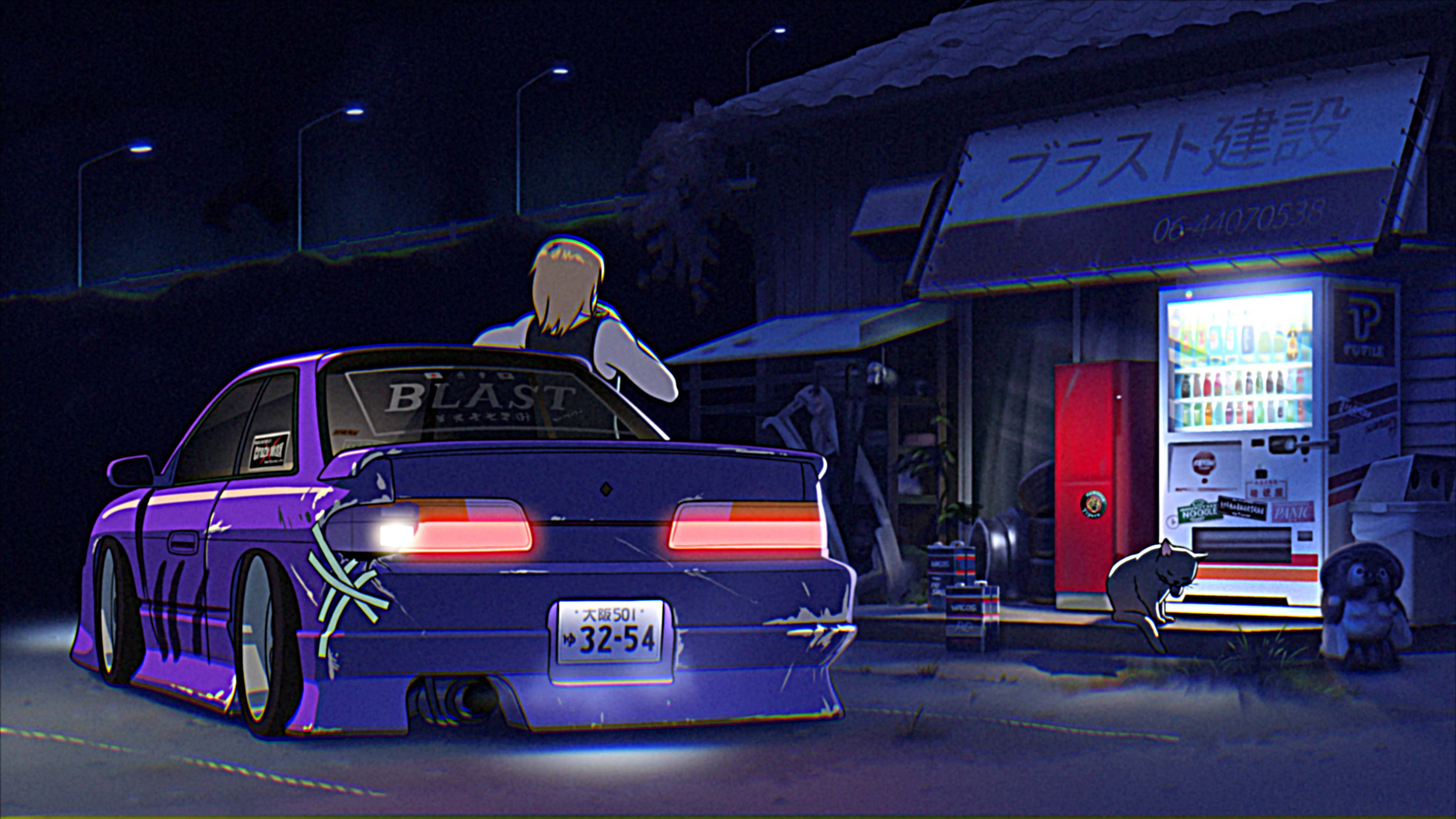 Aesthetic na 4K na Car Vending Machine Wallpaper
