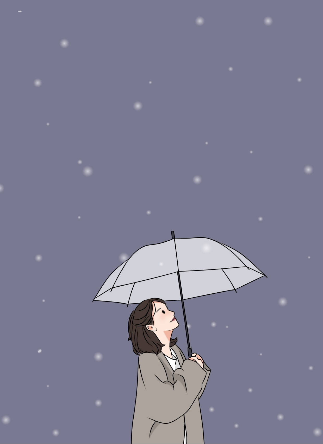 Aesthetic na Babae na May Payong Wallpaper