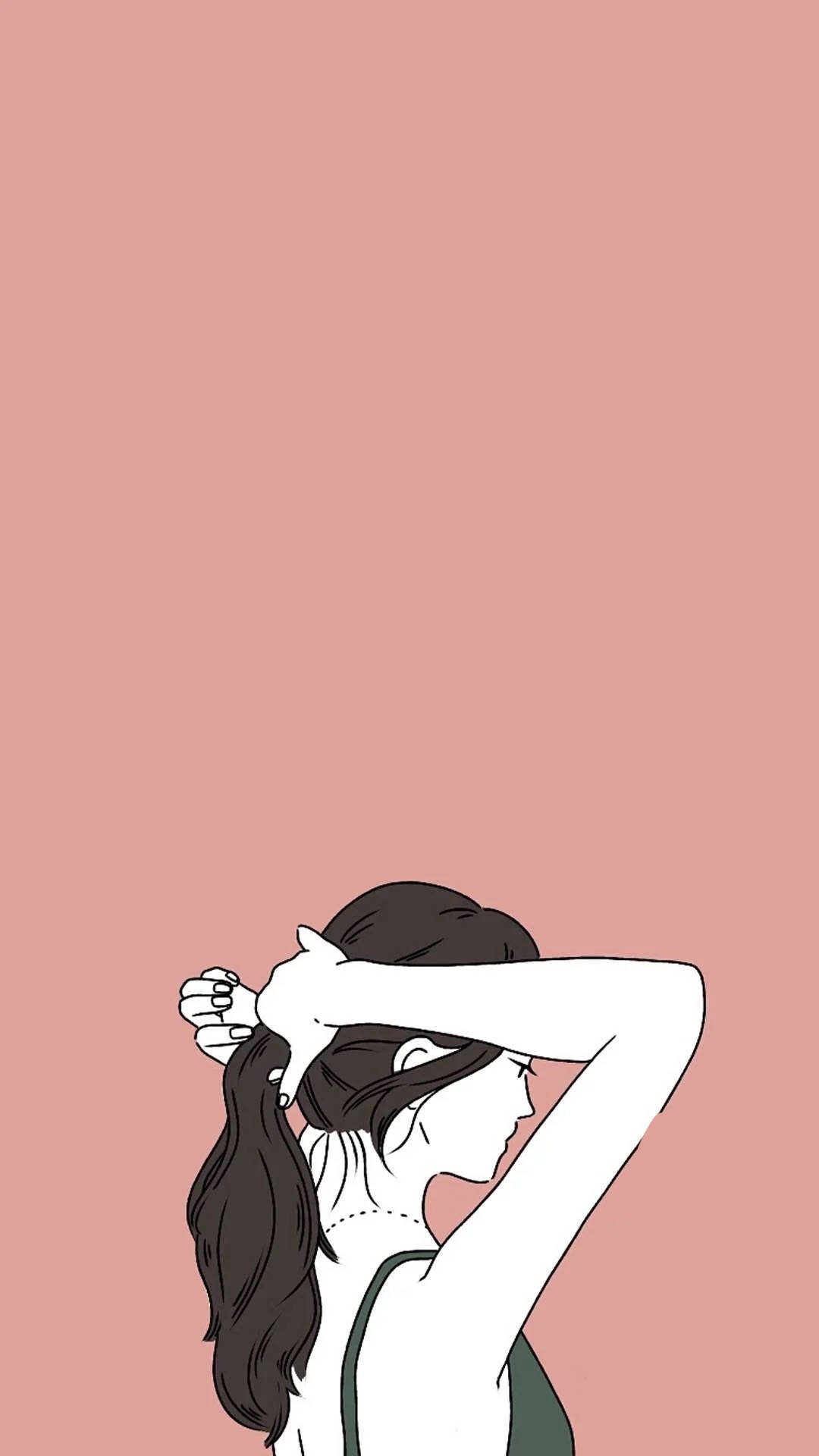 Aesthetic na Babaeng Nagtatali ng Buhok Wallpaper