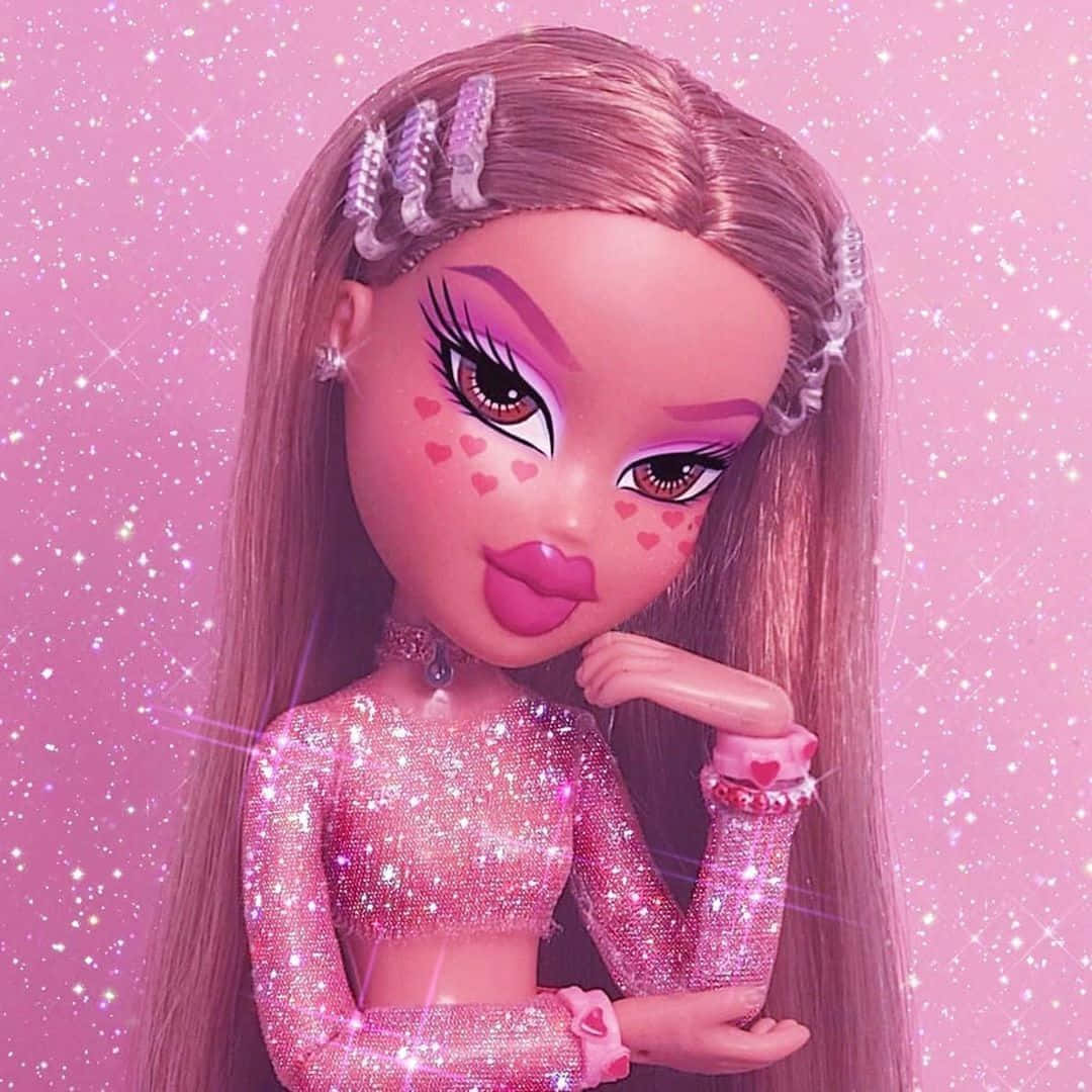 Aesthetic na Bratz Doll na May Pink Glitter Wallpaper