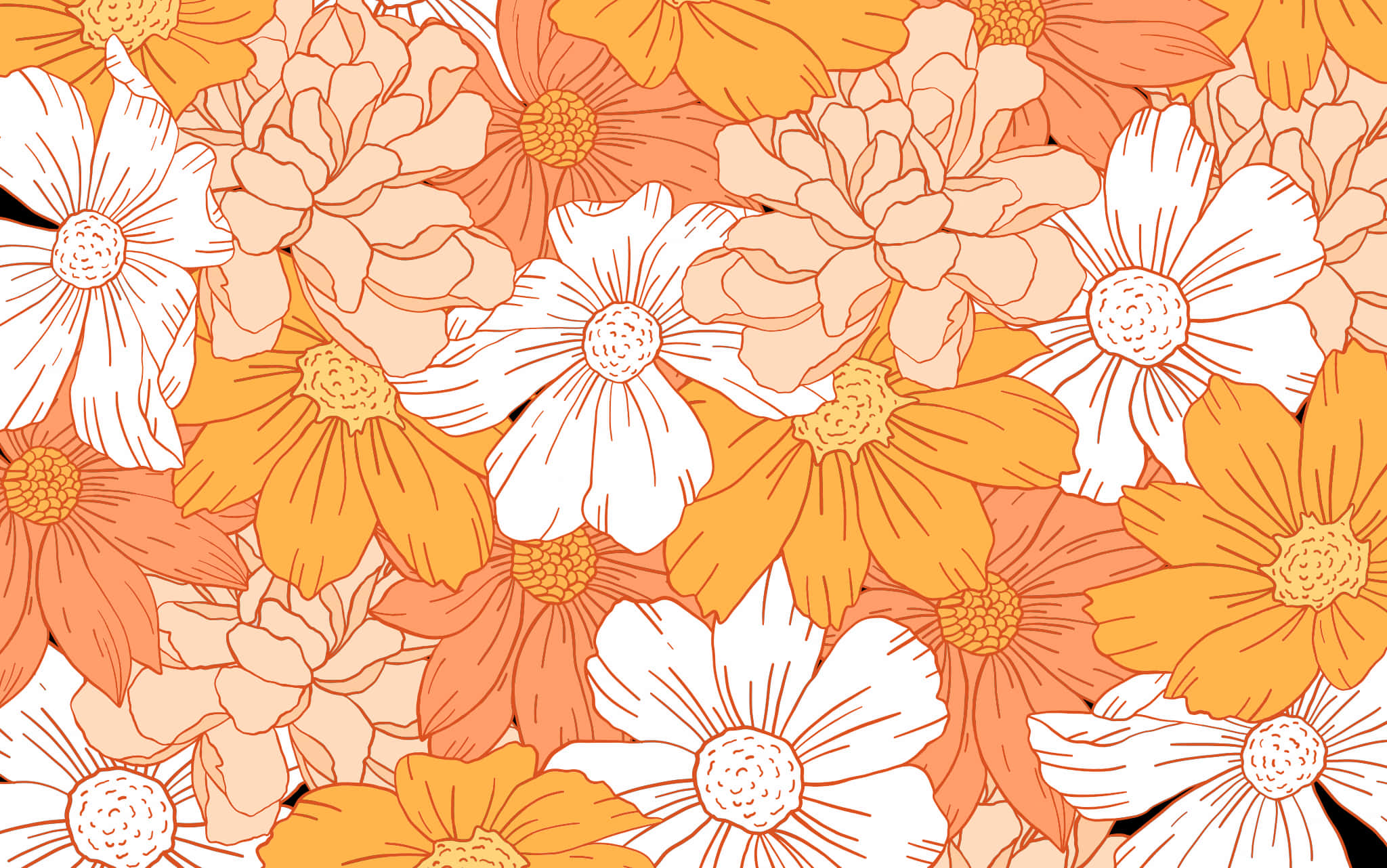 Aesthetic na Bulaklak na Kulay Pastel na Kahel Wallpaper