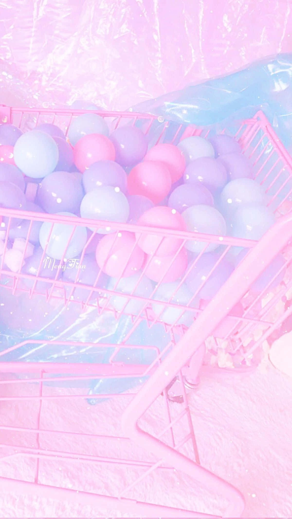 Aesthetic na Cart Balls na Pastel na Kulay Wallpaper