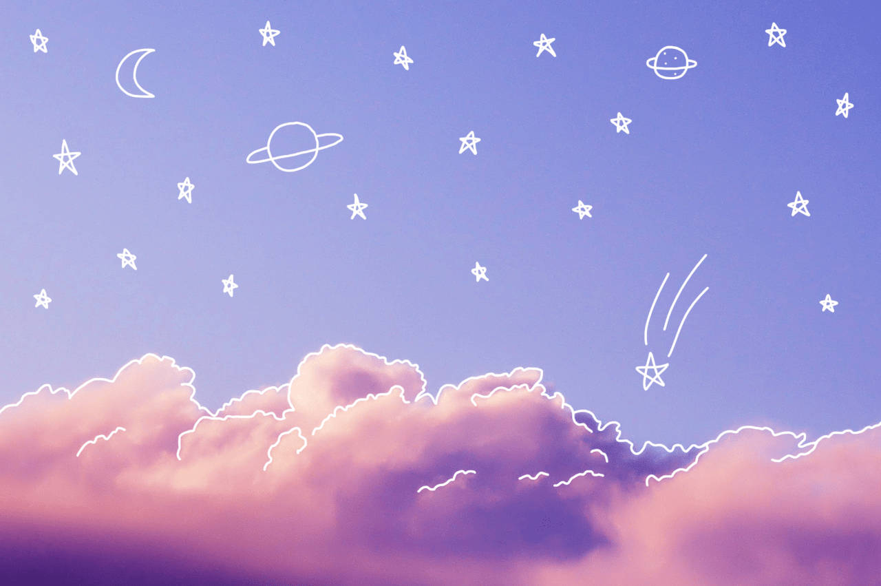 Aesthetic na Desktop na May Bituin Wallpaper
