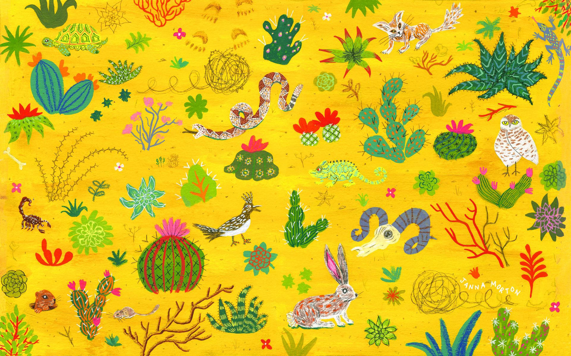 Aesthetic na Ilustrasyon ng Hayop para sa Laptop Wallpaper