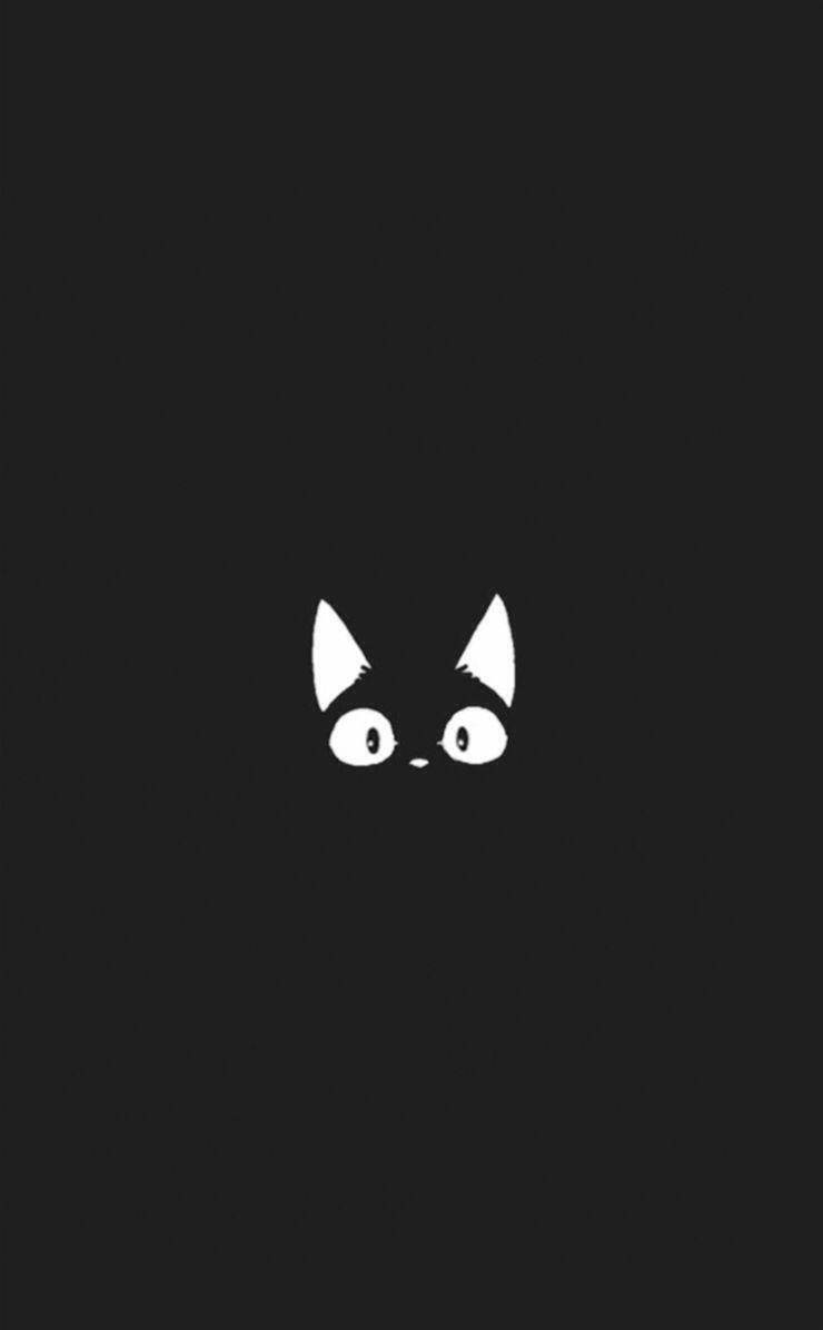 Aesthetic na Itim at Puting Anime na Pusa Wallpaper