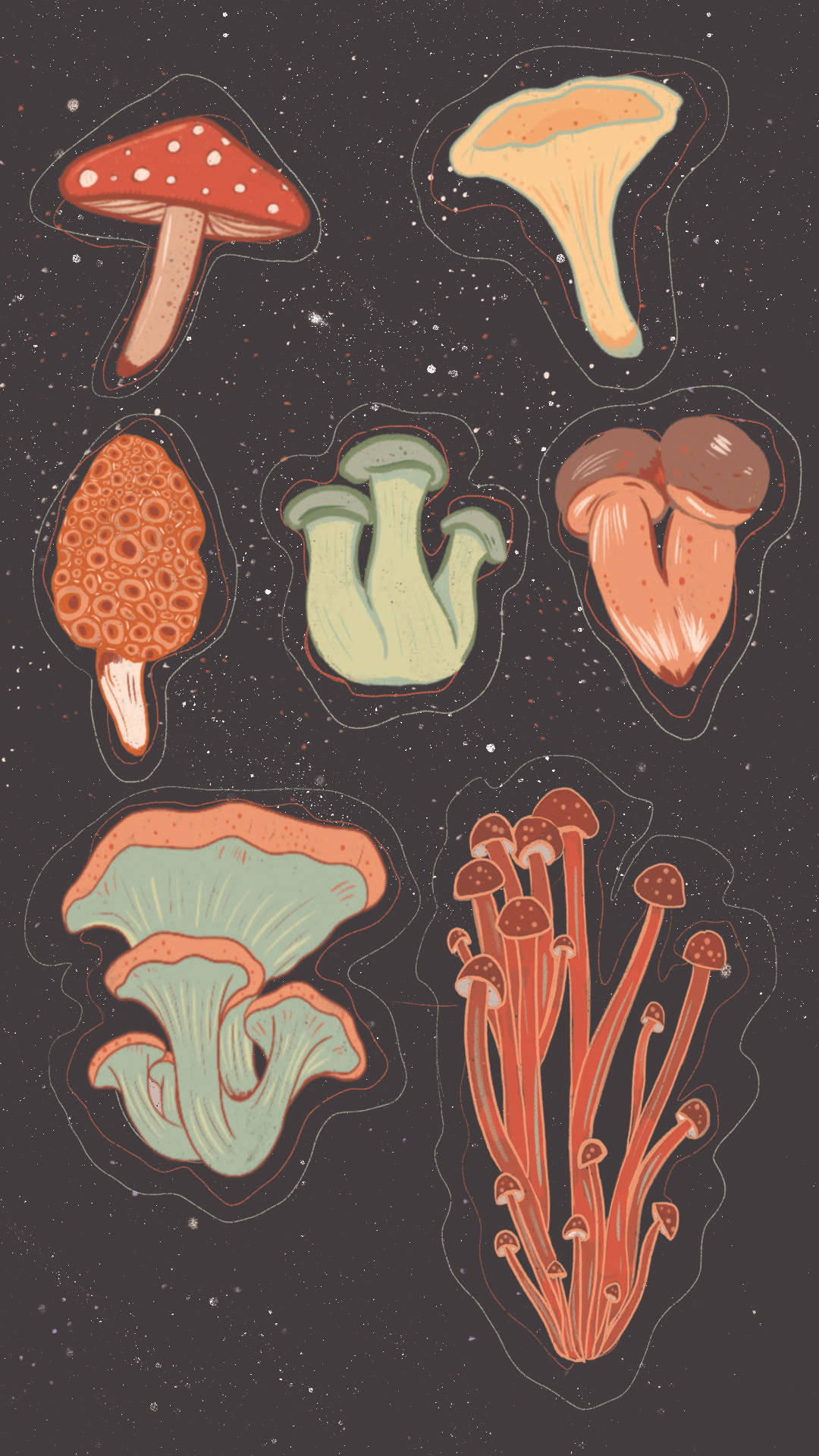 Aesthetic na Kabute na Cartoon Wallpaper