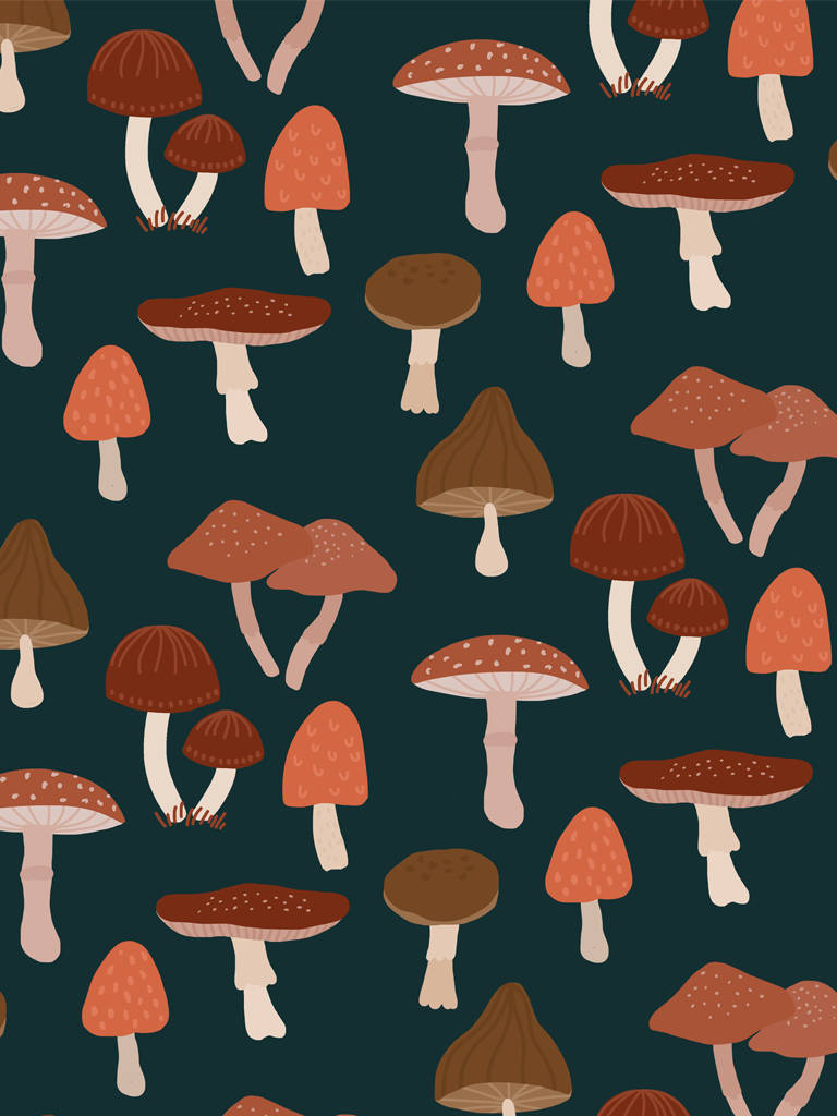 Aesthetic na Kabute sa Vector Art Wallpaper