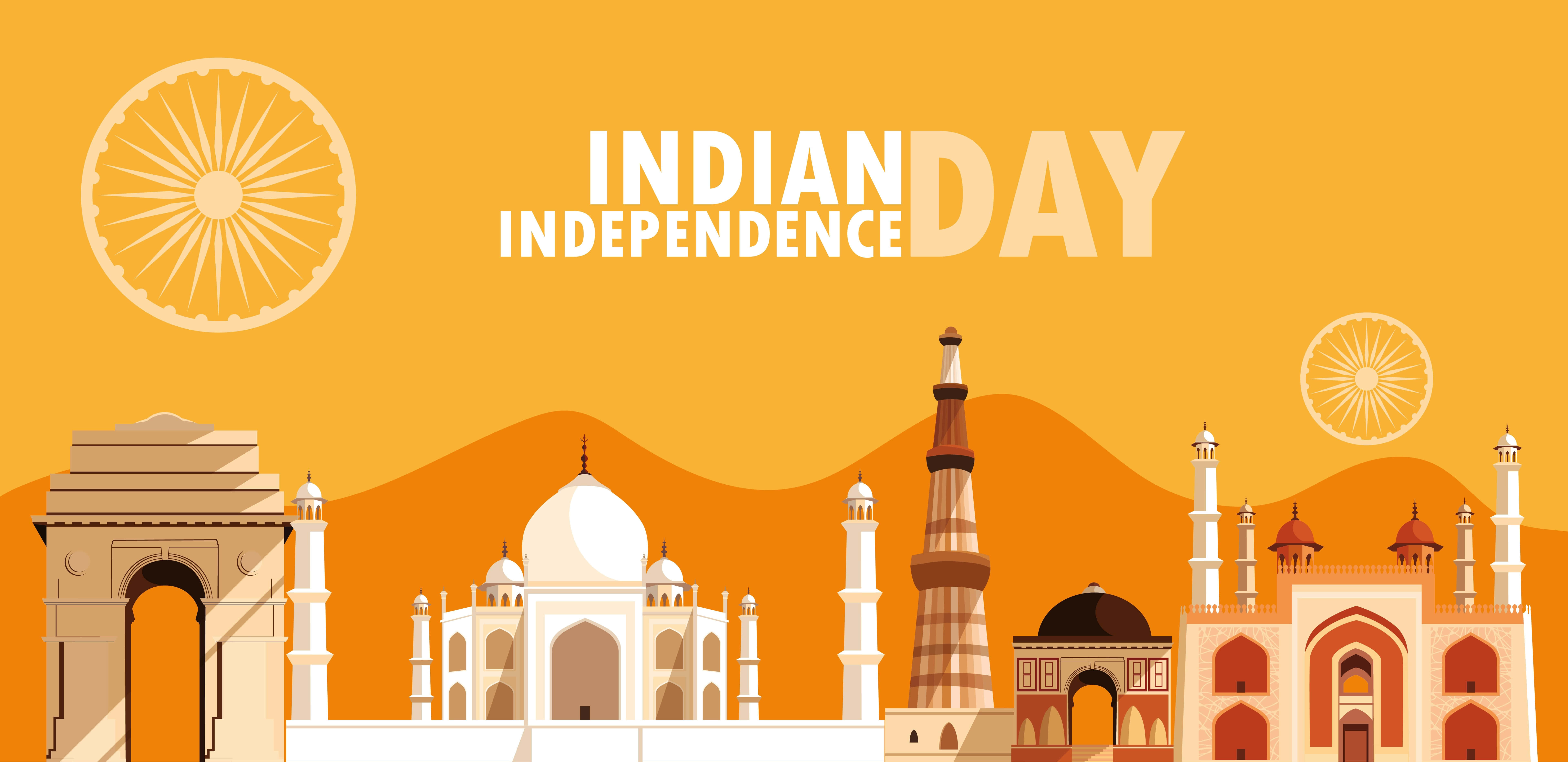 Aesthetic na Kahel na Larawan ng India para sa Araw ng Kalayaan Wallpaper