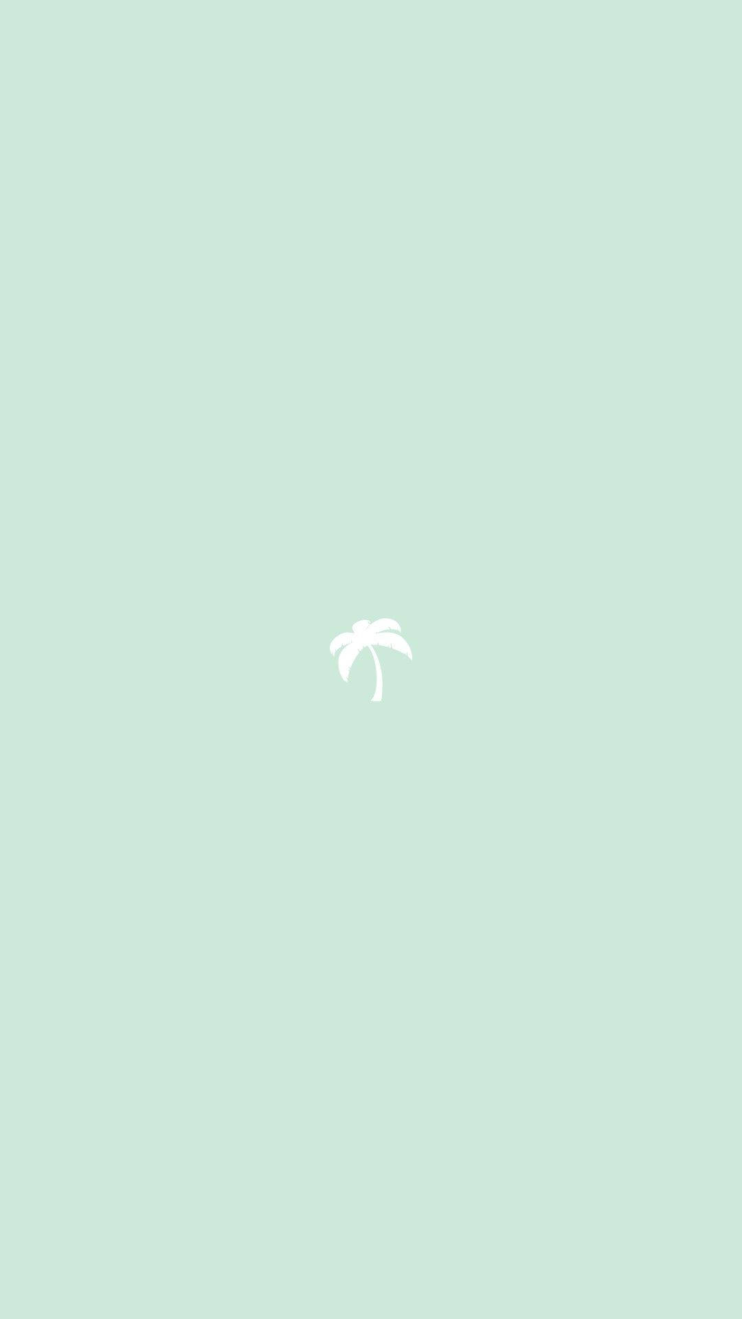 Aesthetic na Light Green na Minimalist na Puno ng Palma Wallpaper