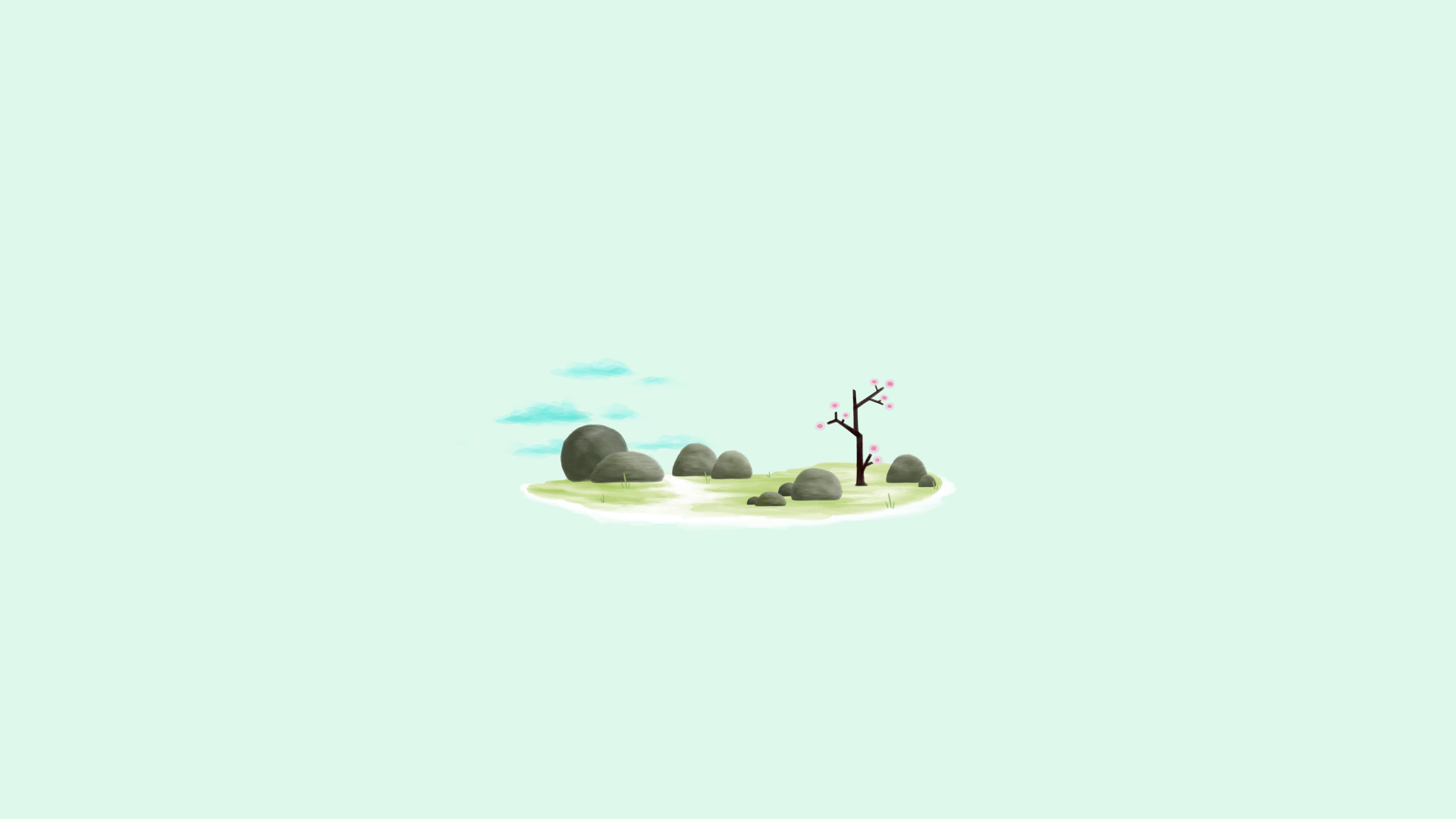 Aesthetic na Minimalist na Laptop na may Cherry Blossom Wallpaper