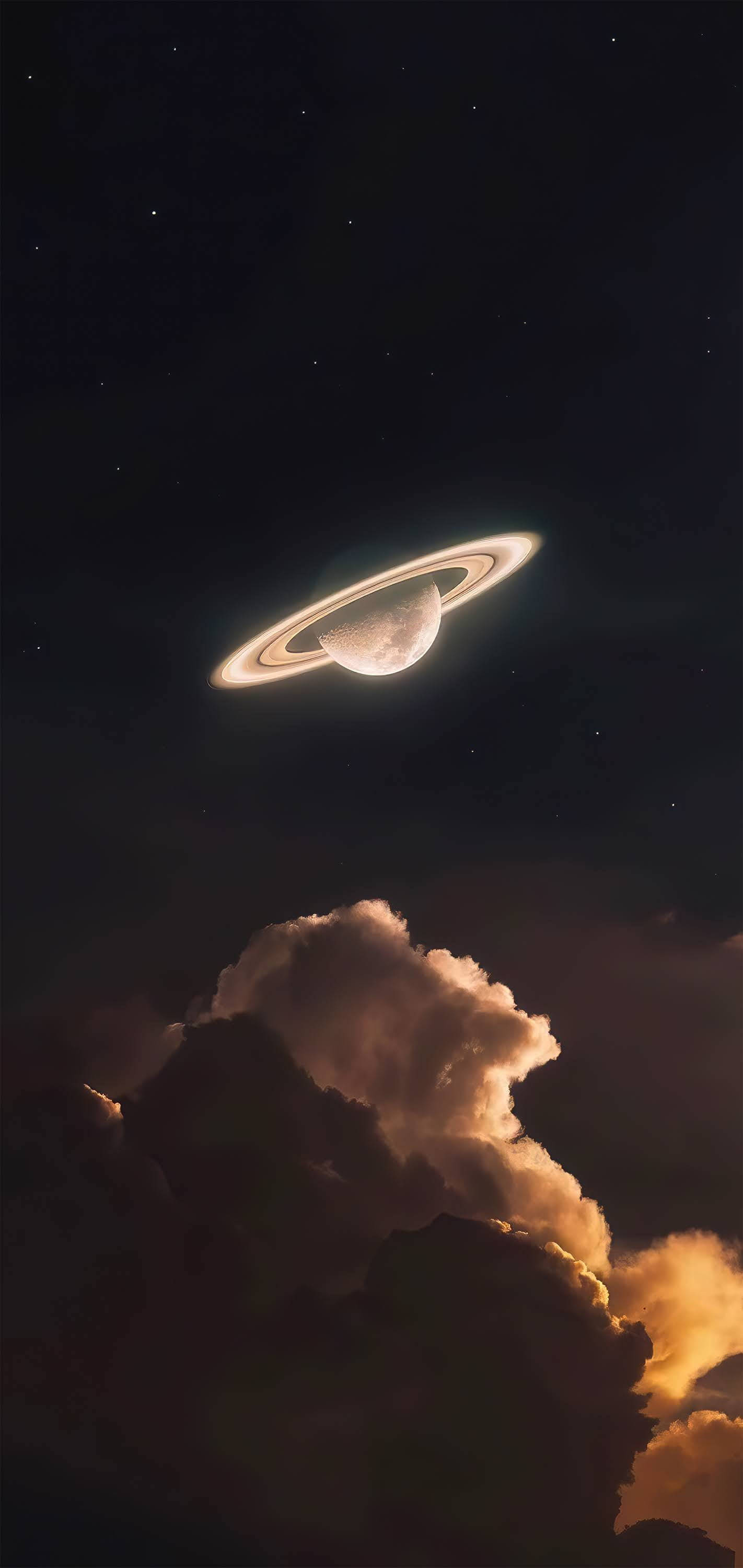 Aesthetic na Nagliliwanag na Saturn 4K Wallpaper