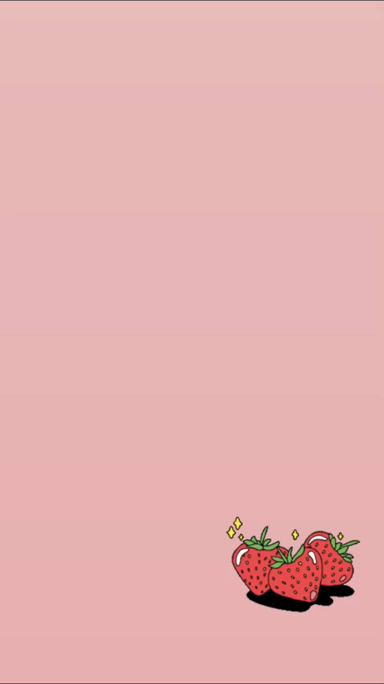 Aesthetic na Pink na Strawberry para sa iPhone Wallpaper