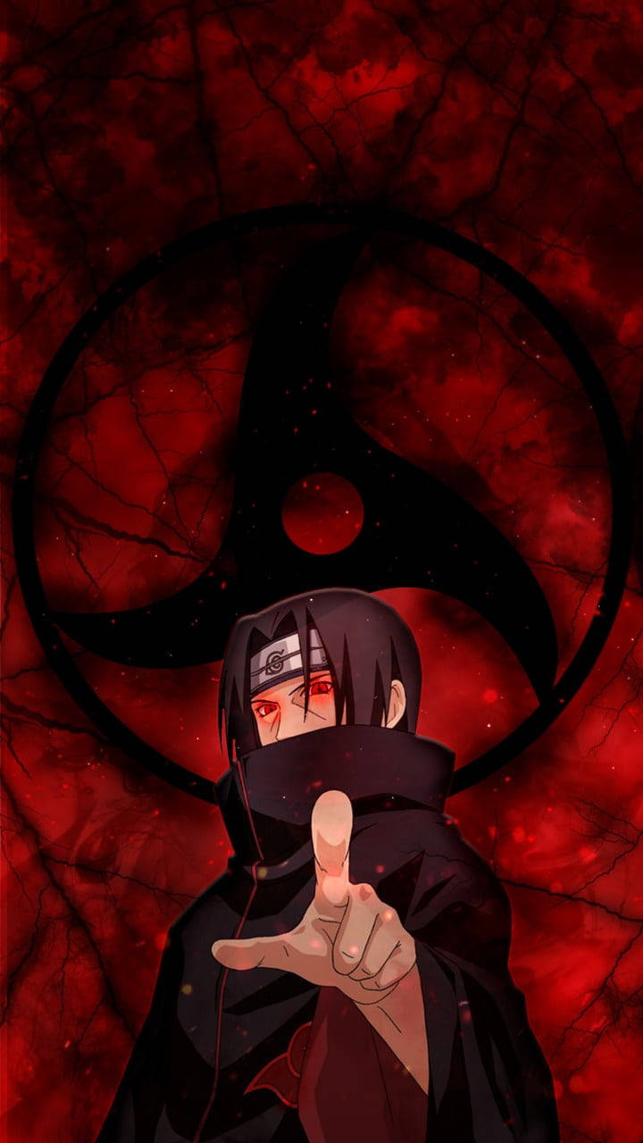 Aesthetic na Sasuke sa Pulang Abstract Wallpaper