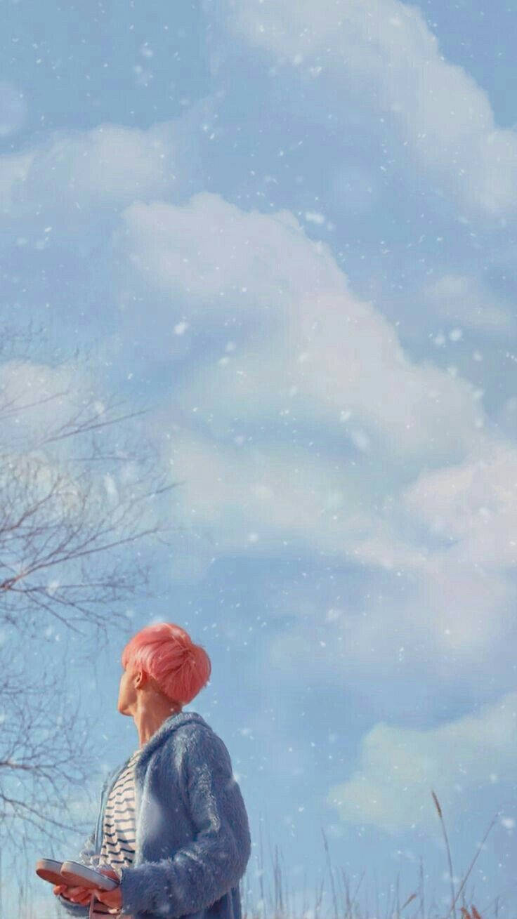 Aesthetic na si Jimin ng BTS na May Hawak na Puso Wallpaper
