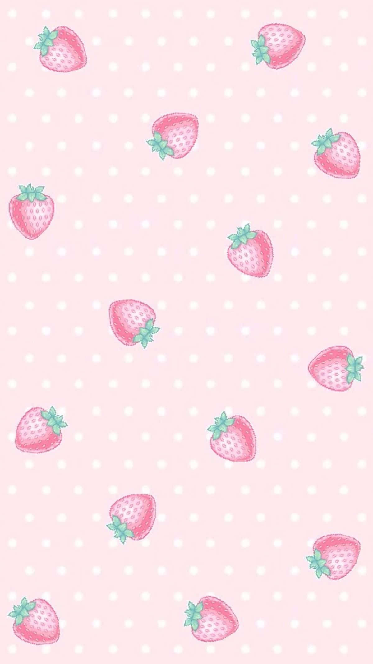 Aesthetic na Strawberry na Kulay Light Pink Wallpaper