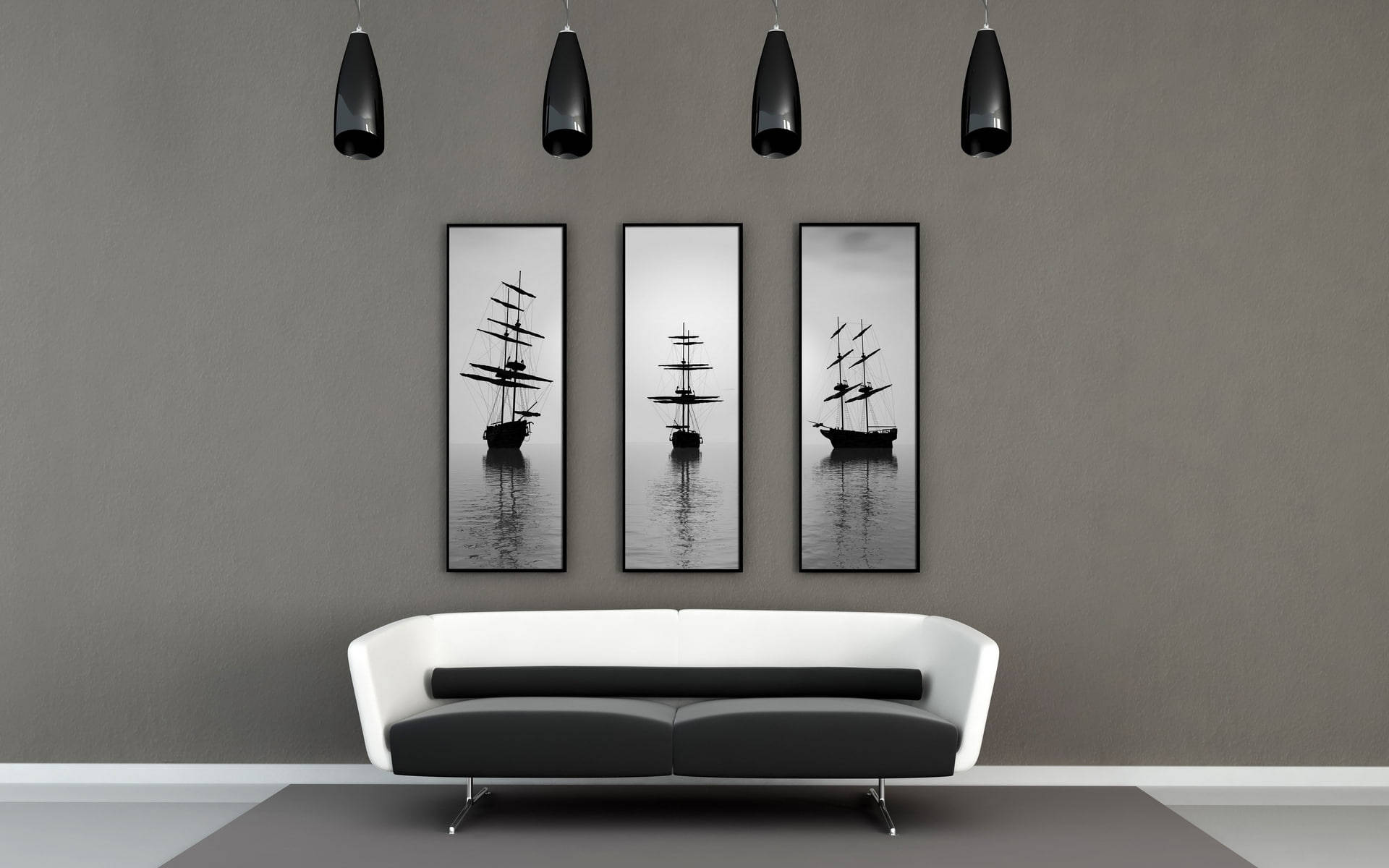 Aesthetic na Tahanan na Gray na Sala Wallpaper