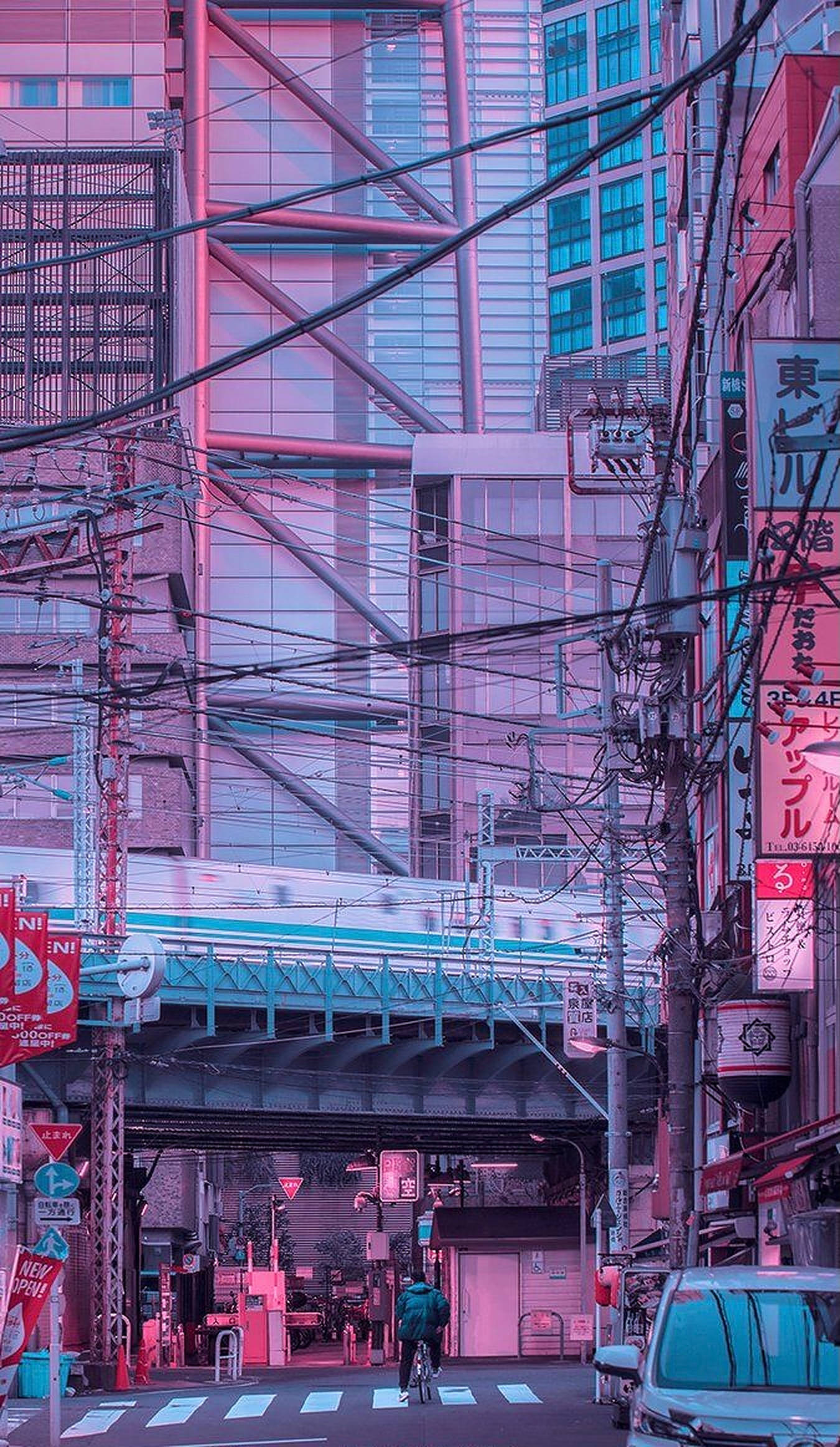 Aesthetic na Tokyo Street para sa iPhone Wallpaper