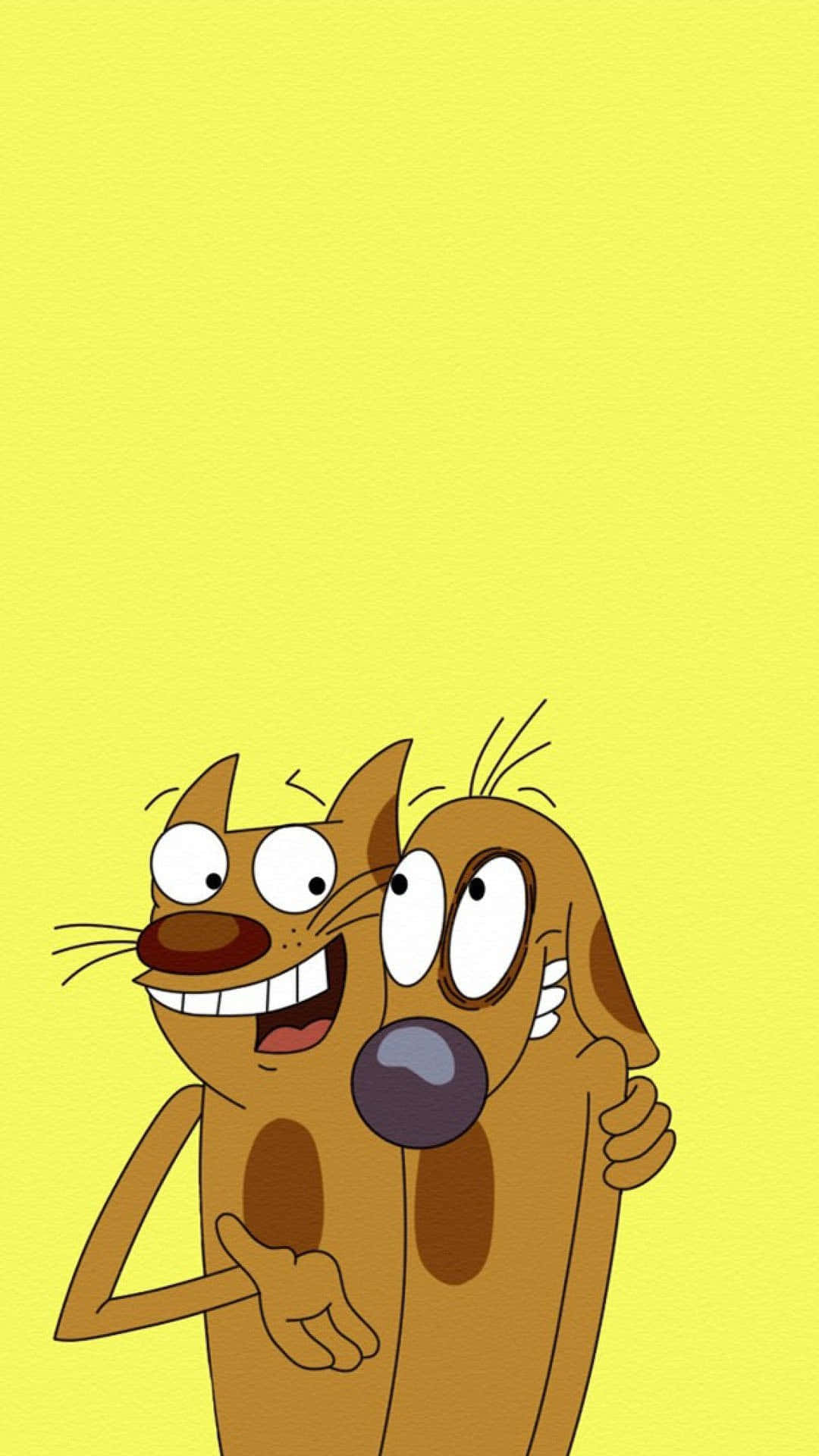 Aesthetic ng Cartoon Catdog para sa iPhone Wallpaper