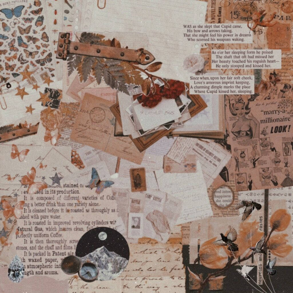 Aesthetic ng Dyaryo na May mga Sticker Wallpaper